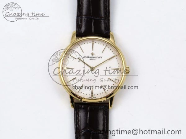 Patrimony YG KZF Best Edition White Dial on Brown Leather Strap MIYOTA 9015
