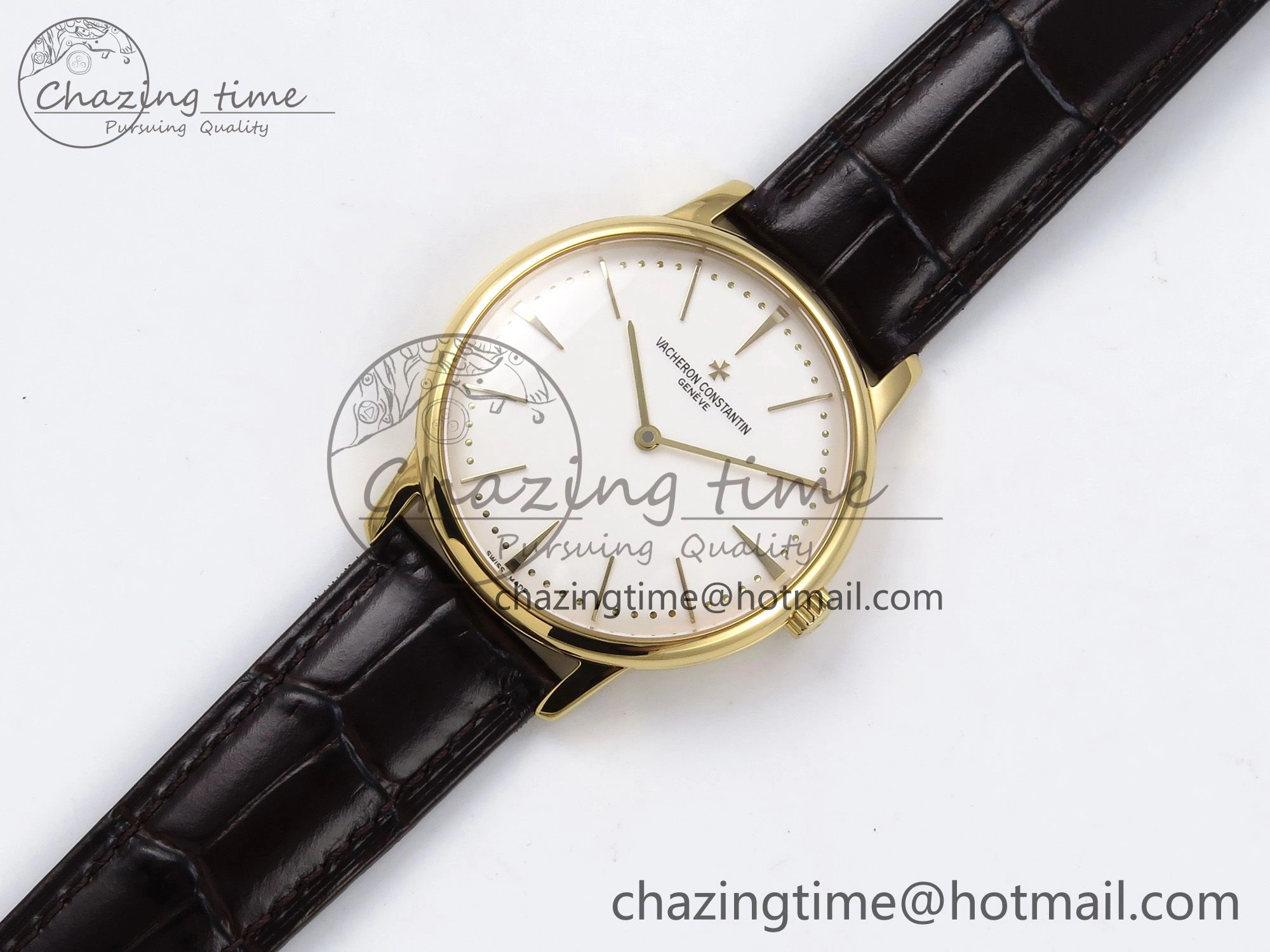 Patrimony YG KZF Best Edition White Dial on Brown Leather Strap MIYOTA 9015