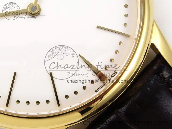 Patrimony YG KZF Best Edition White Dial on Brown Leather Strap MIYOTA 9015