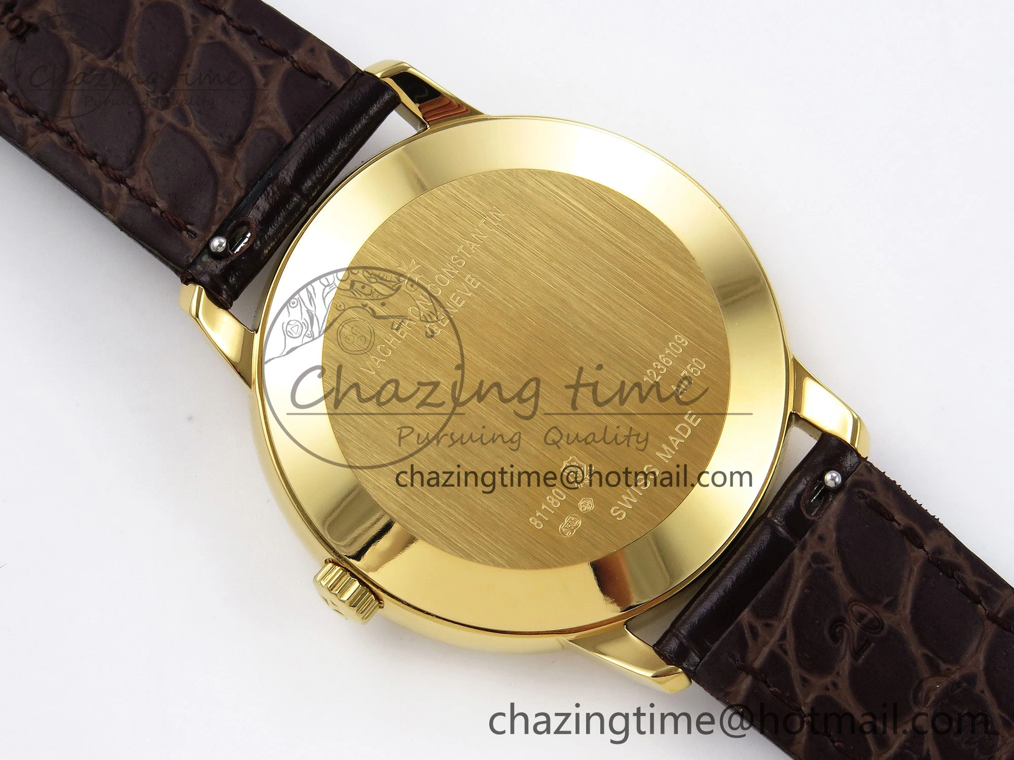Patrimony YG KZF Best Edition White Dial on Brown Leather Strap MIYOTA 9015