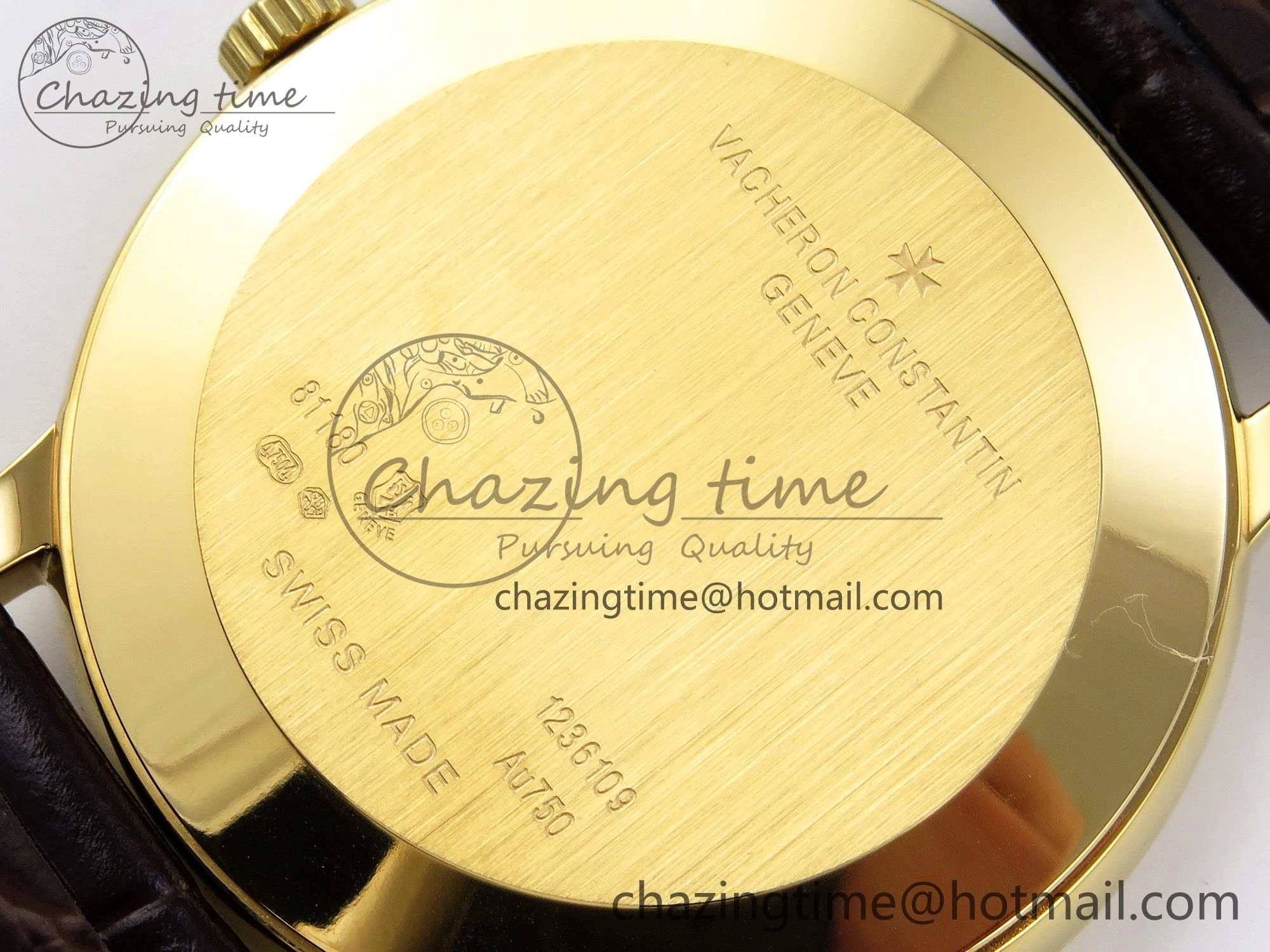 Patrimony YG KZF Best Edition White Dial on Brown Leather Strap MIYOTA 9015
