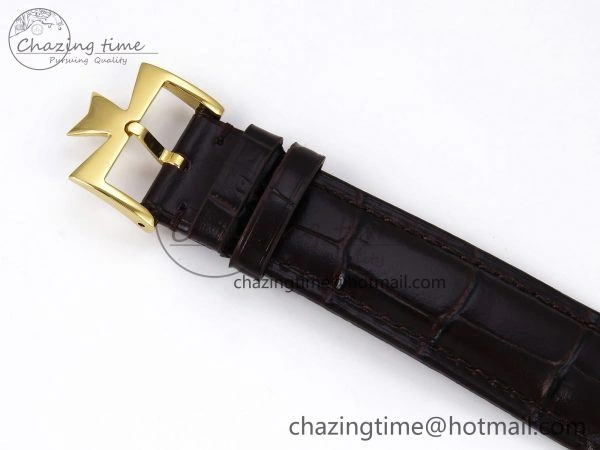 Patrimony YG KZF Best Edition White Dial on Brown Leather Strap MIYOTA 9015