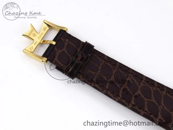 Patrimony YG KZF Best Edition White Dial on Brown Leather Strap MIYOTA 9015