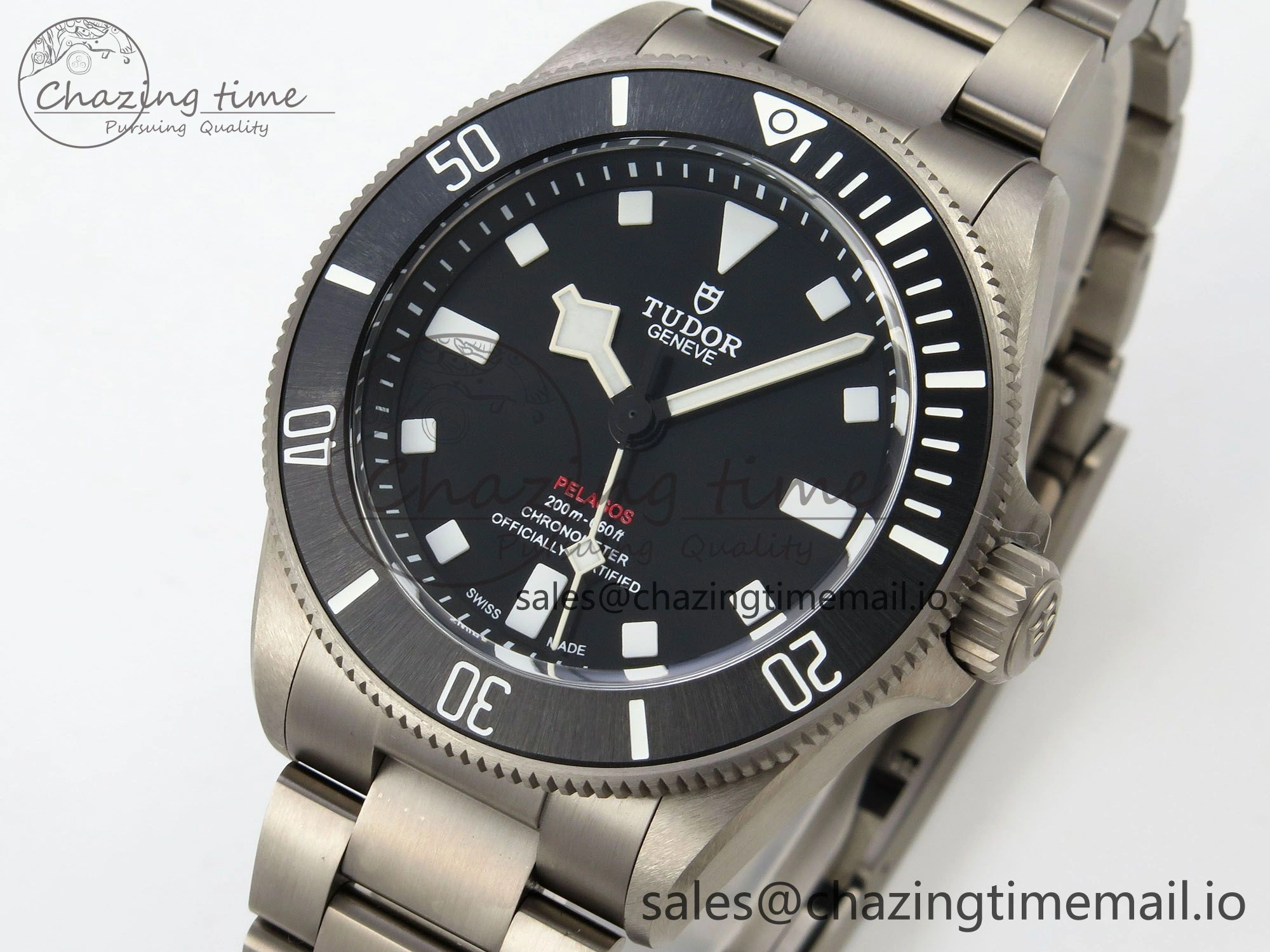 Pelagos 39mm Titanium ZF 1:1 Best Edition Black Dial on Titanium Bracelet A2824 V2