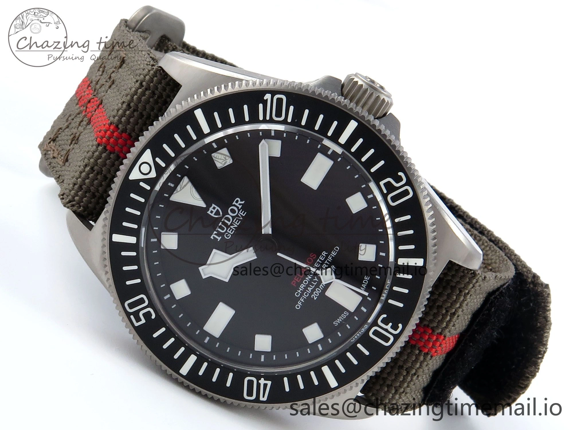 Pelagos FXD 25717N M+F 1:1 Best Edition Black Dial on Green Nylon Strap 8N24