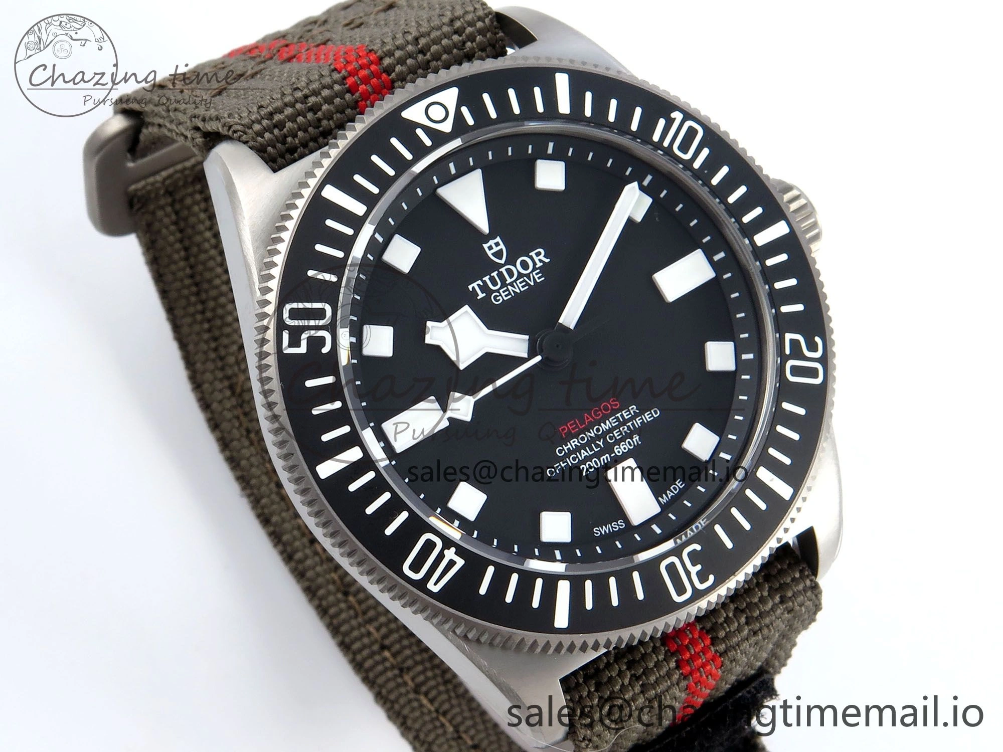 Pelagos FXD 25717N M+F 1:1 Best Edition Black Dial on Green Nylon Strap 8N24