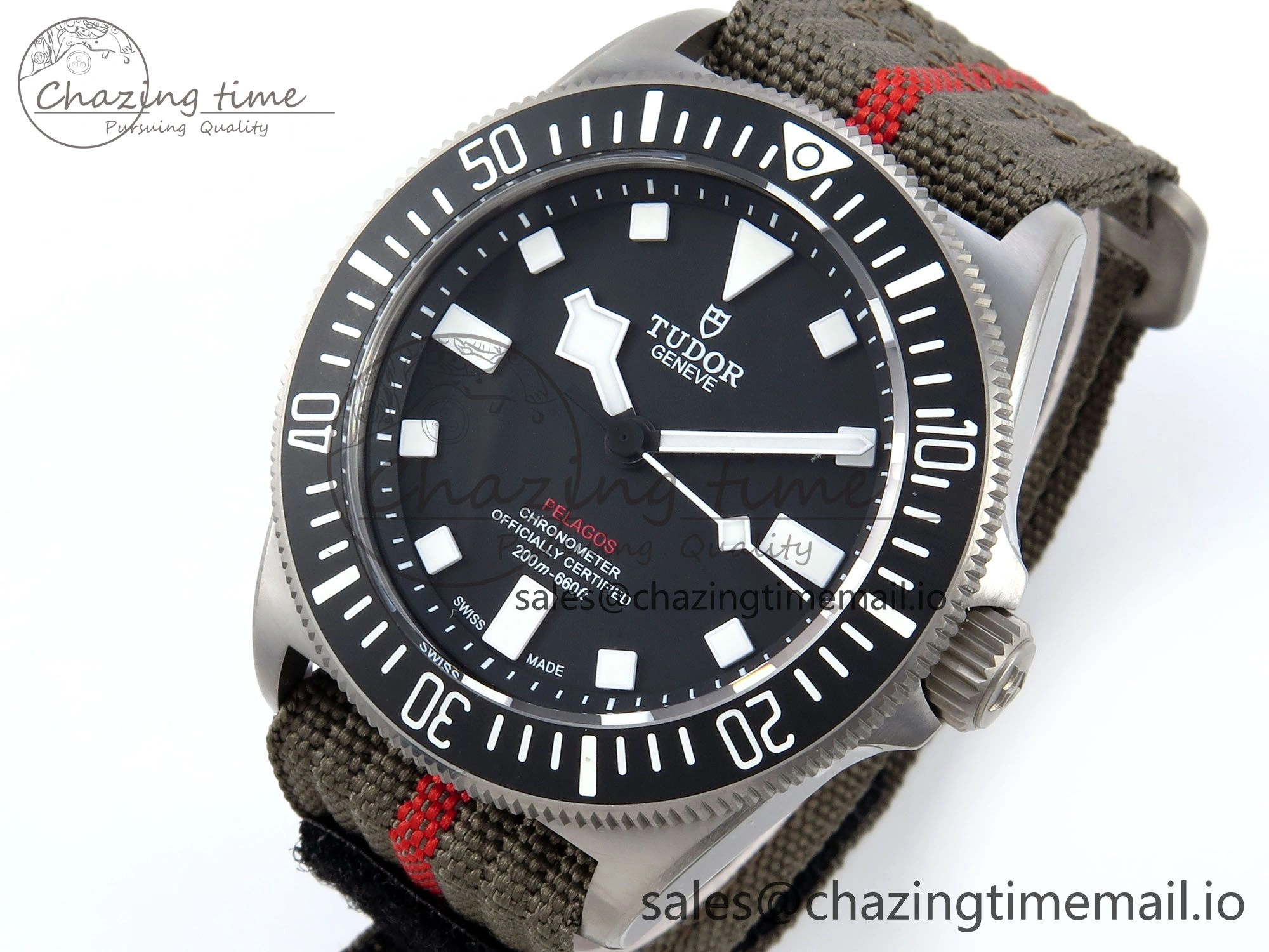 Pelagos FXD 25717N M+F 1:1 Best Edition Black Dial on Green Nylon Strap 8N24