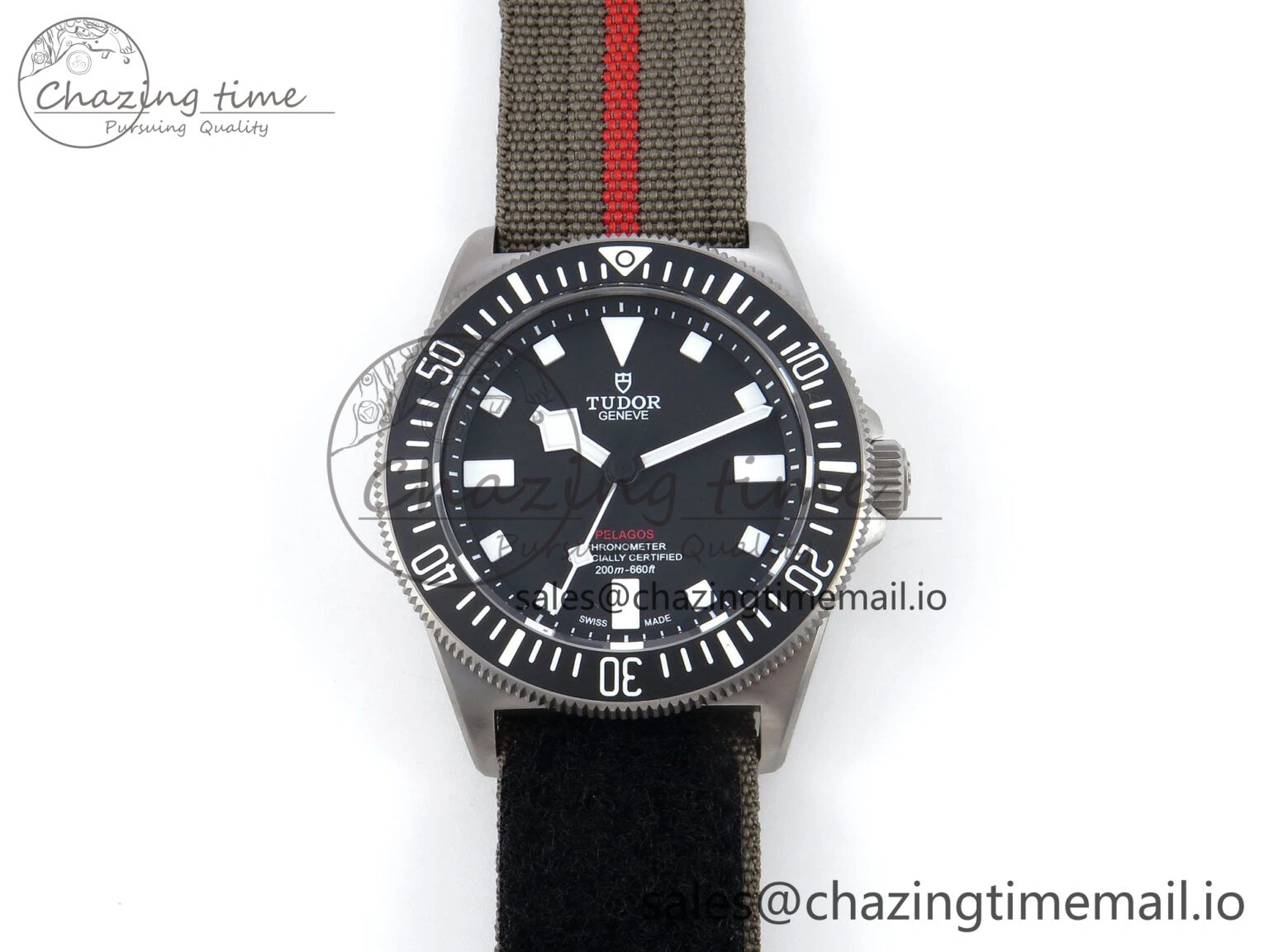 Pelagos FXD 25717N M+F 1:1 Best Edition Black Dial on Green Nylon Strap 8N24