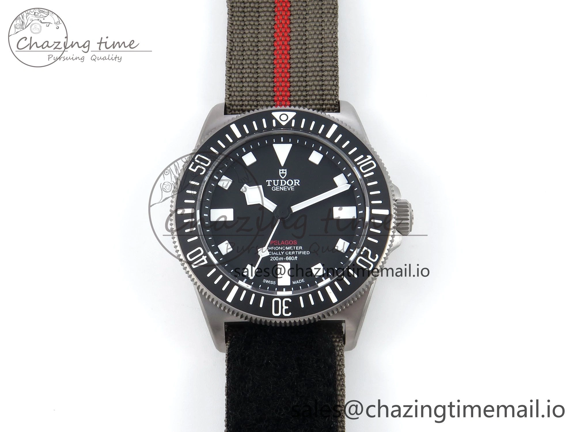 Pelagos FXD 25717N M+F 1:1 Best Edition Black Dial on Green Nylon Strap 8N24