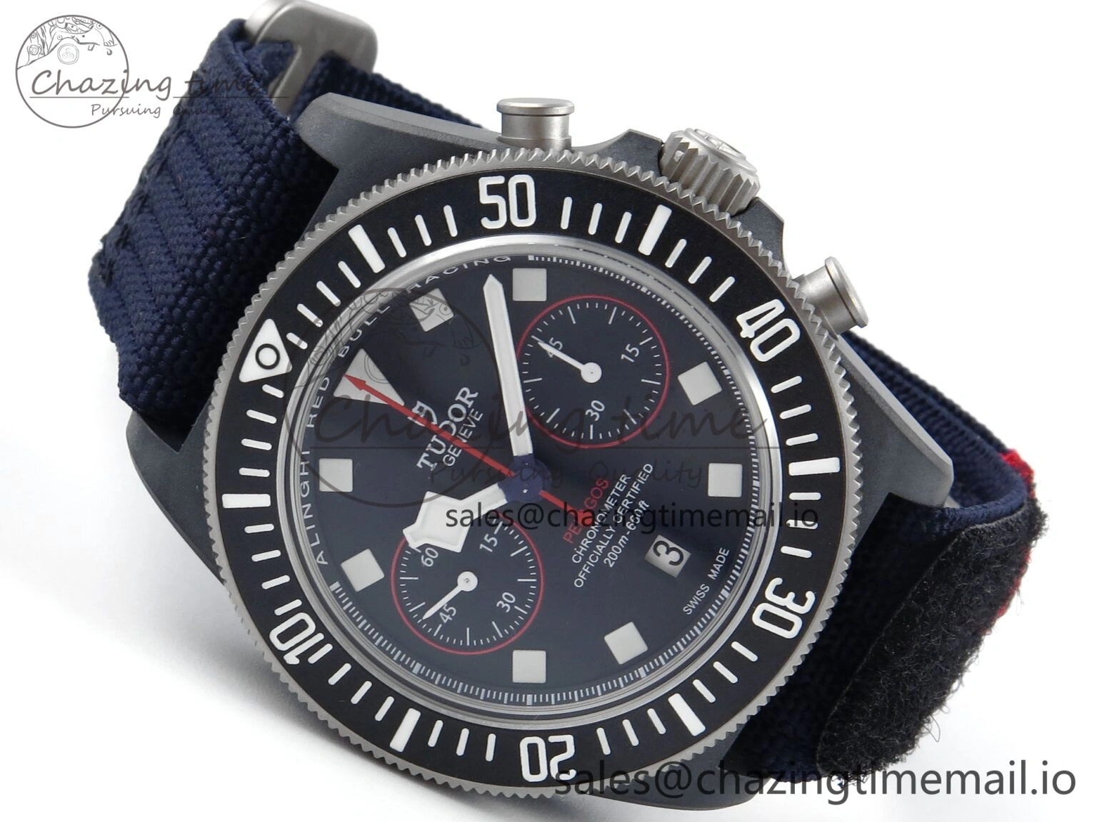 Pelagos FXD Chrono M+F 1:1 Best Edition Red Blue Dial on Blue Nylon Strap A7750