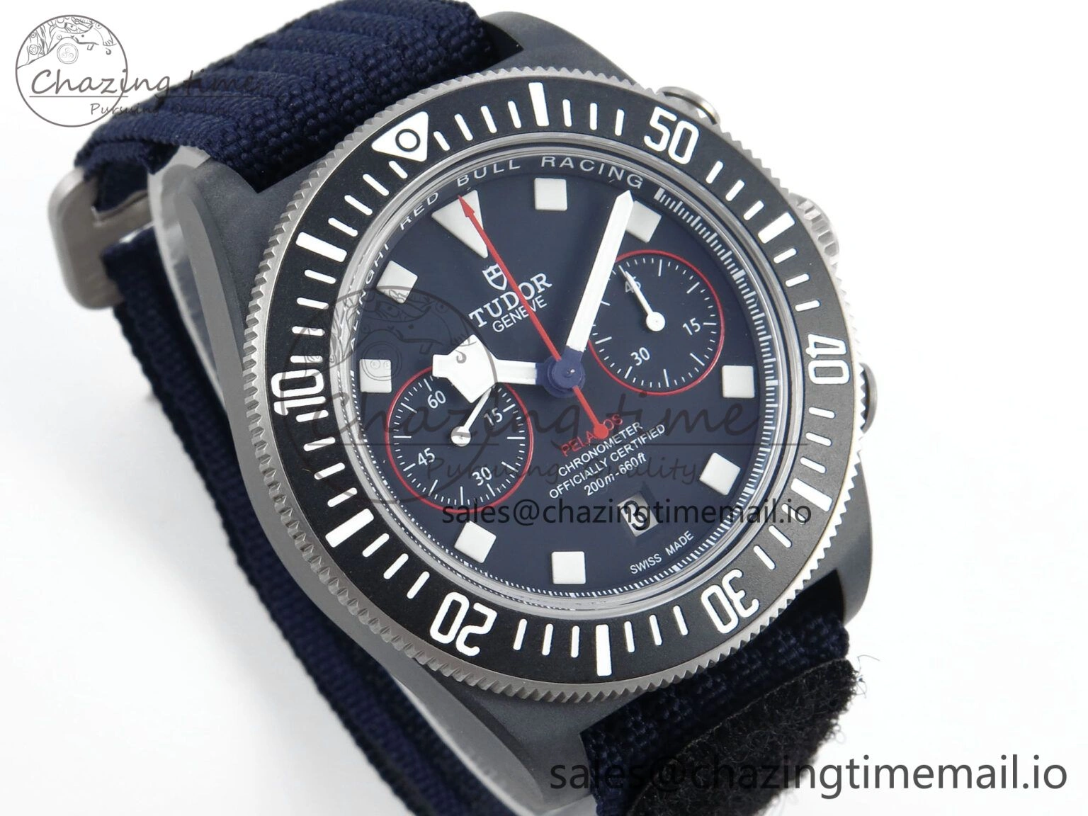 Pelagos FXD Chrono M+F 1:1 Best Edition Red Blue Dial on Blue Nylon Strap A7750
