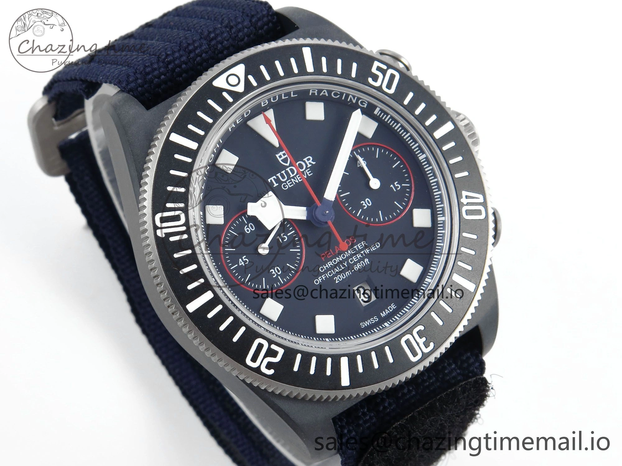 Pelagos FXD Chrono M+F 1:1 Best Edition Red Blue Dial on Blue Nylon Strap A7750