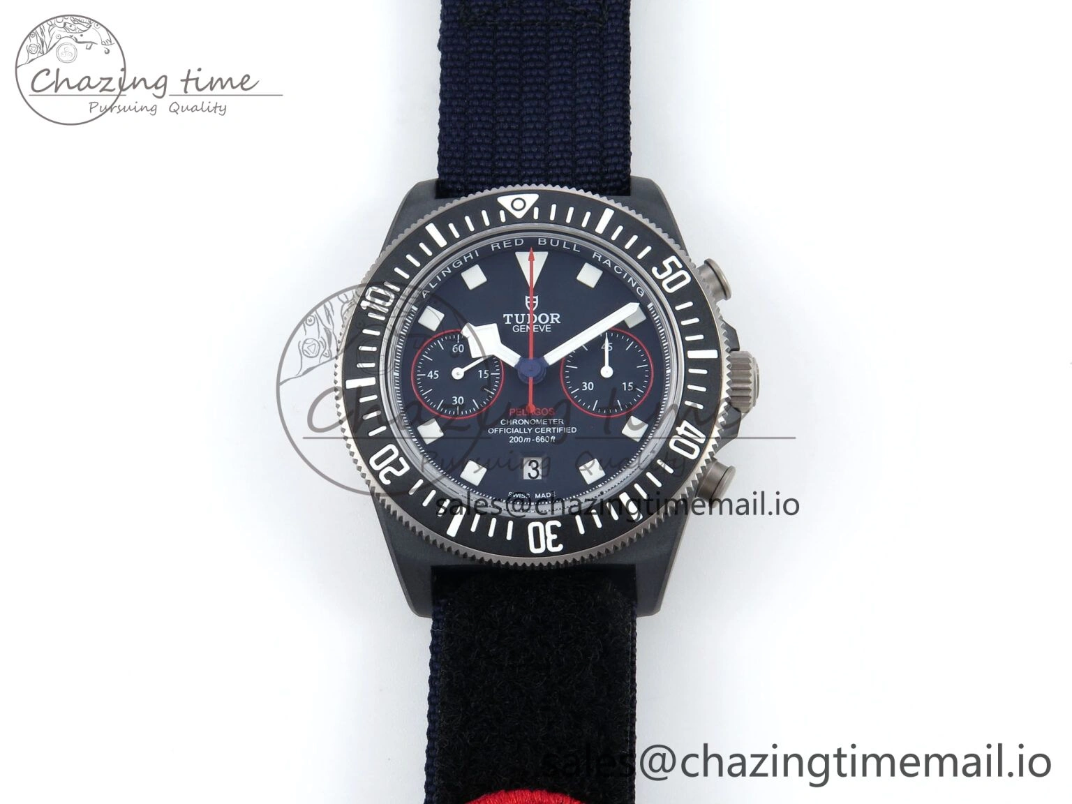 Pelagos FXD Chrono M+F 1:1 Best Edition Red Blue Dial on Blue Nylon Strap A7750
