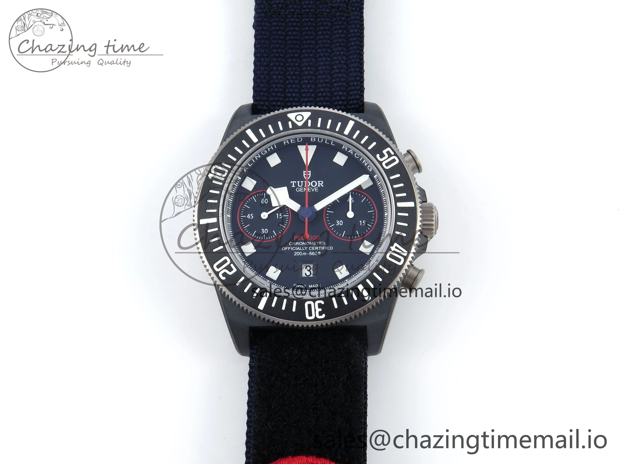 Pelagos FXD Chrono M+F 1:1 Best Edition Red Blue Dial on Blue Nylon Strap A7750
