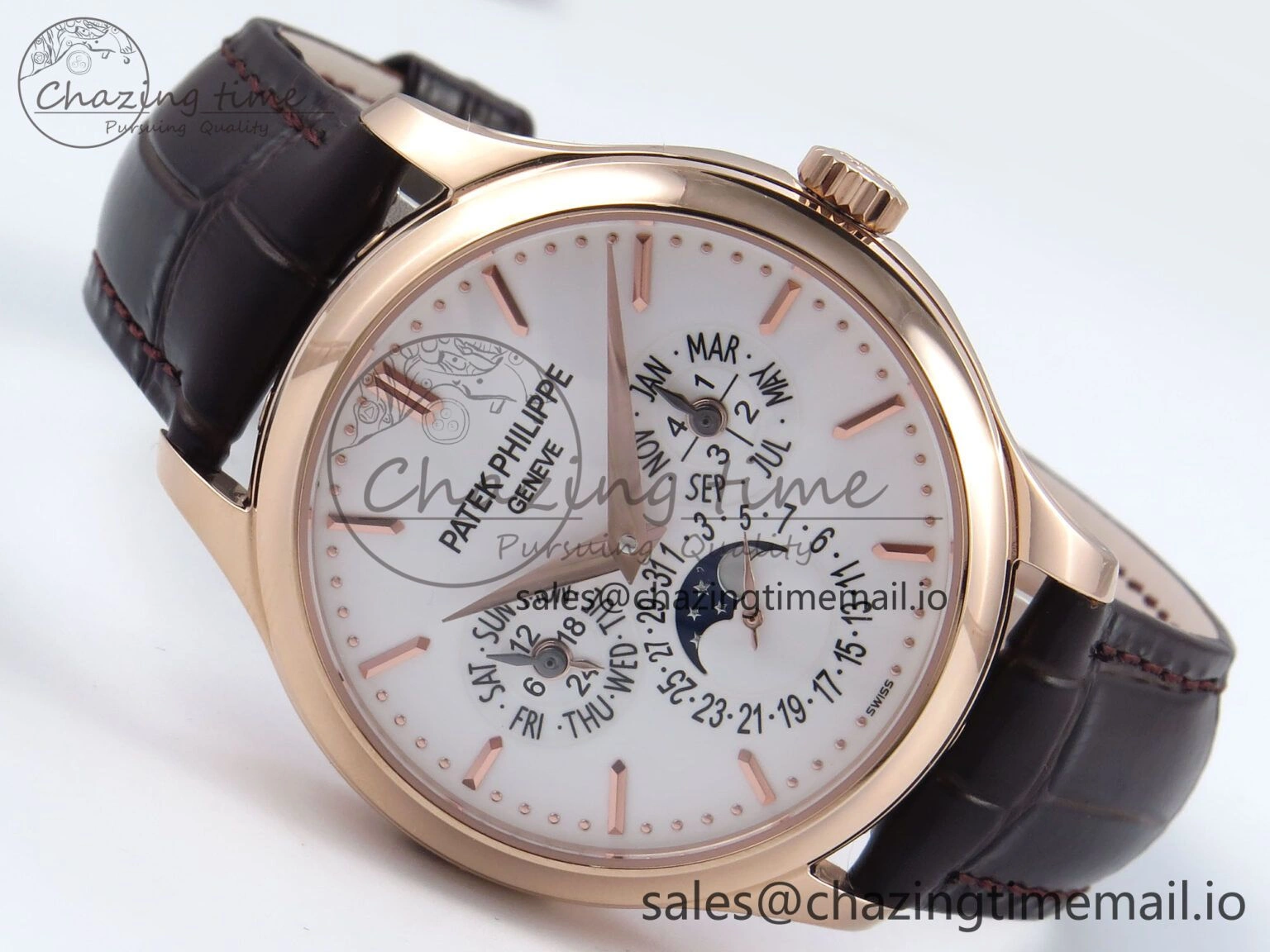 Perpetual Calendar 5140 RG 3KF Best Edition White Dial on Brown Leather Strap A240