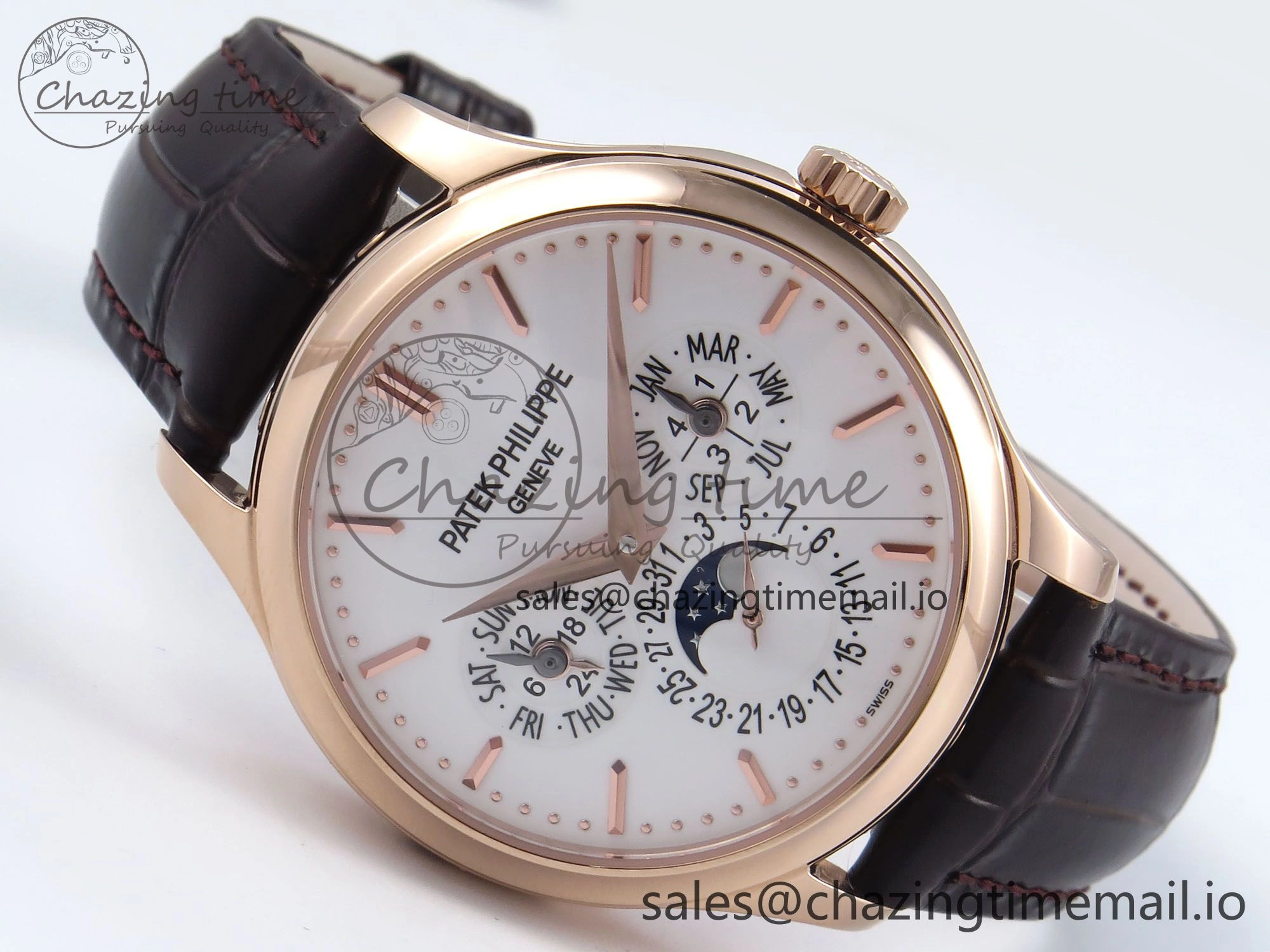 Perpetual Calendar 5140 RG 3KF Best Edition White Dial on Brown Leather Strap A240
