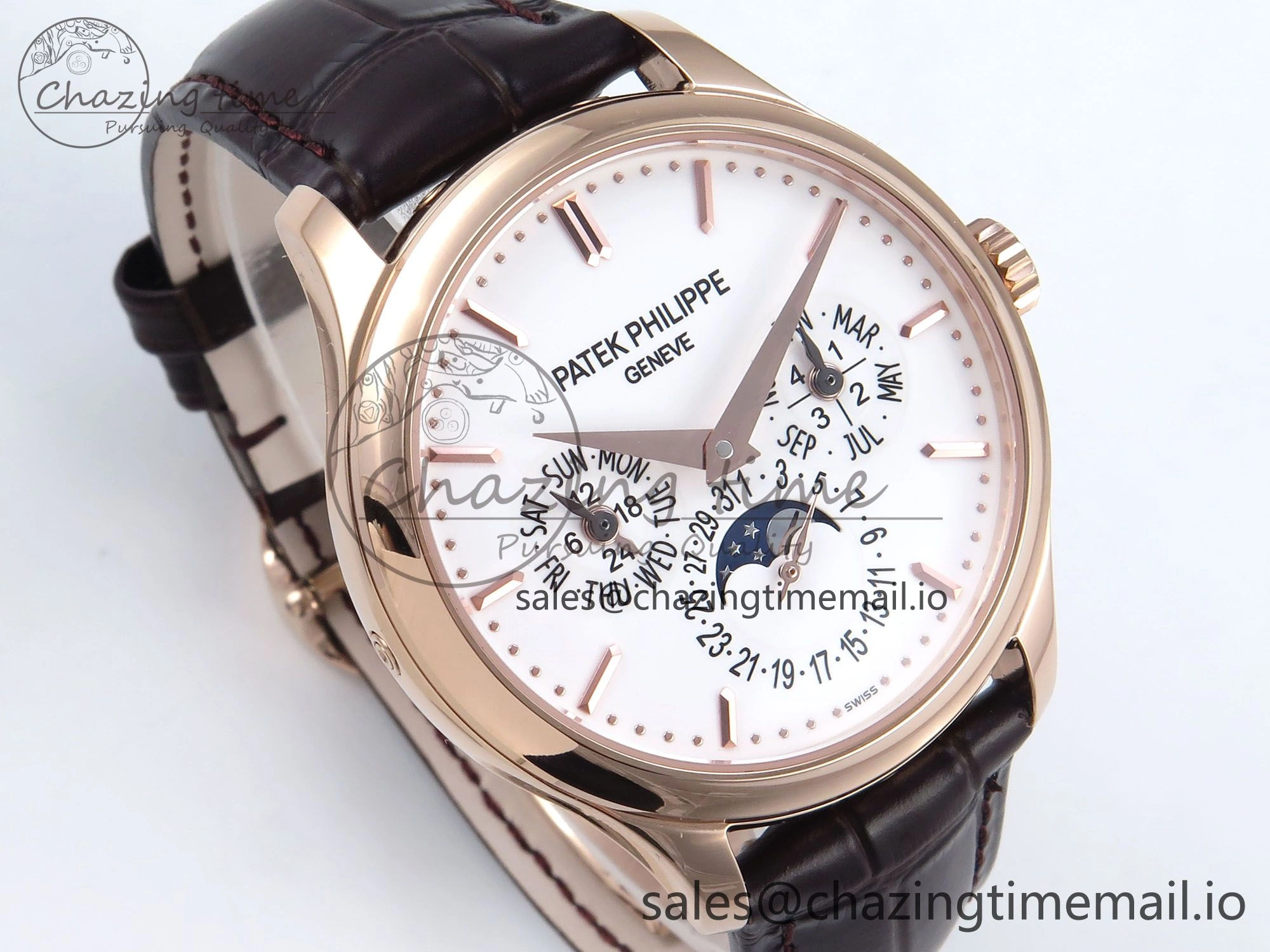 Perpetual Calendar 5140 RG 3KF Best Edition White Dial on Brown Leather Strap A240