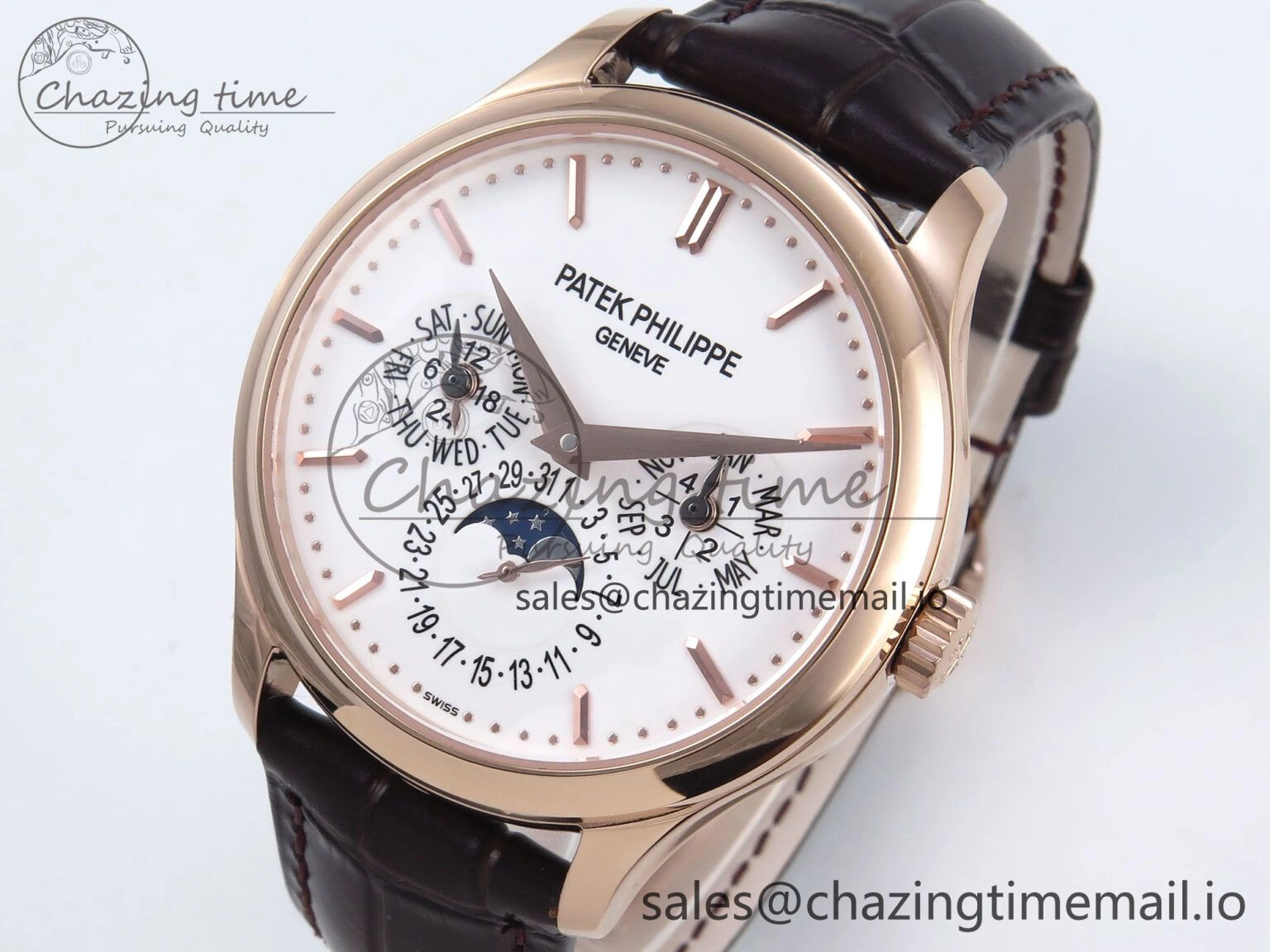 Perpetual Calendar 5140 RG 3KF Best Edition White Dial on Brown Leather Strap A240
