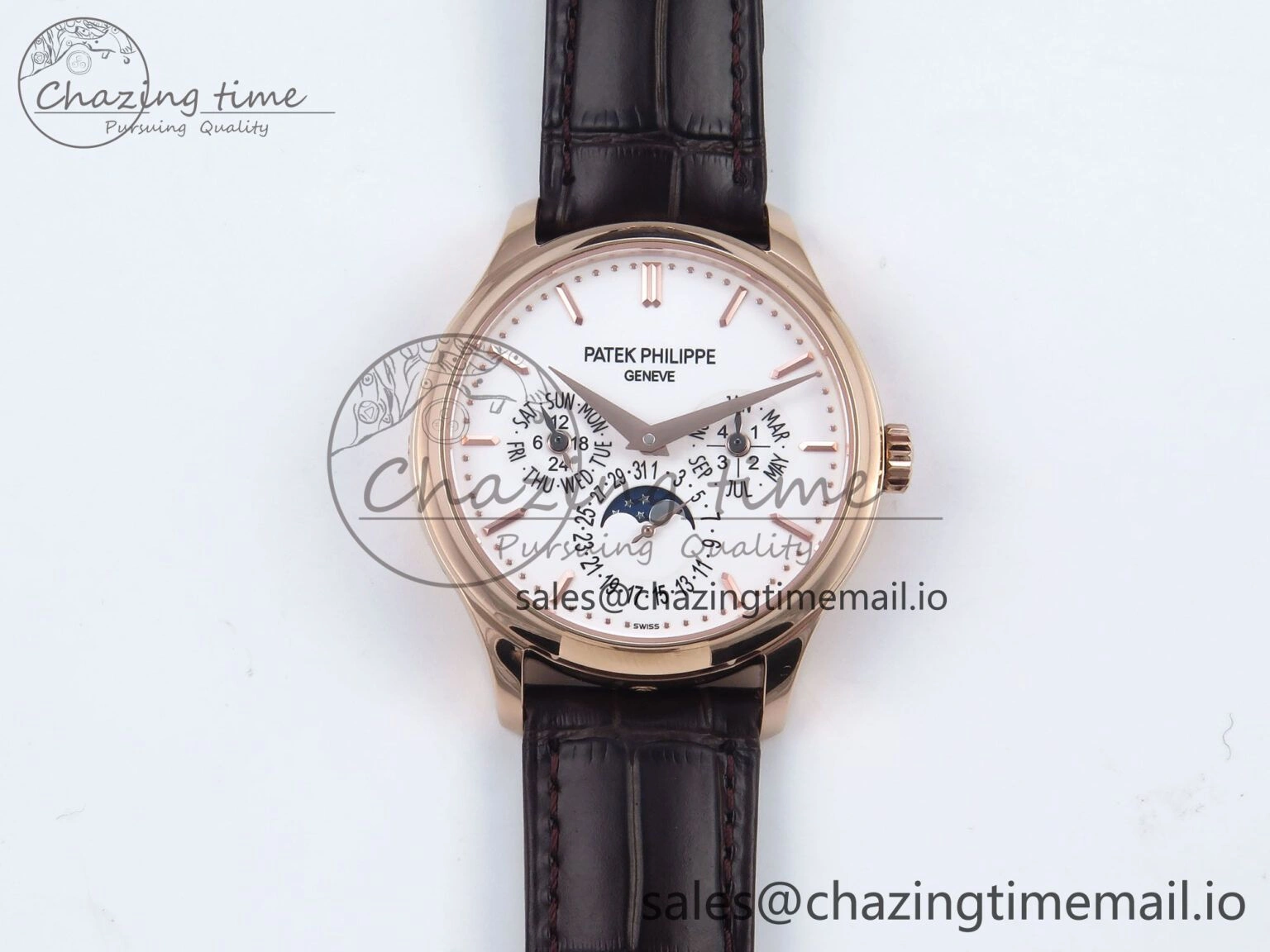 Perpetual Calendar 5140 RG 3KF Best Edition White Dial on Brown Leather Strap A240
