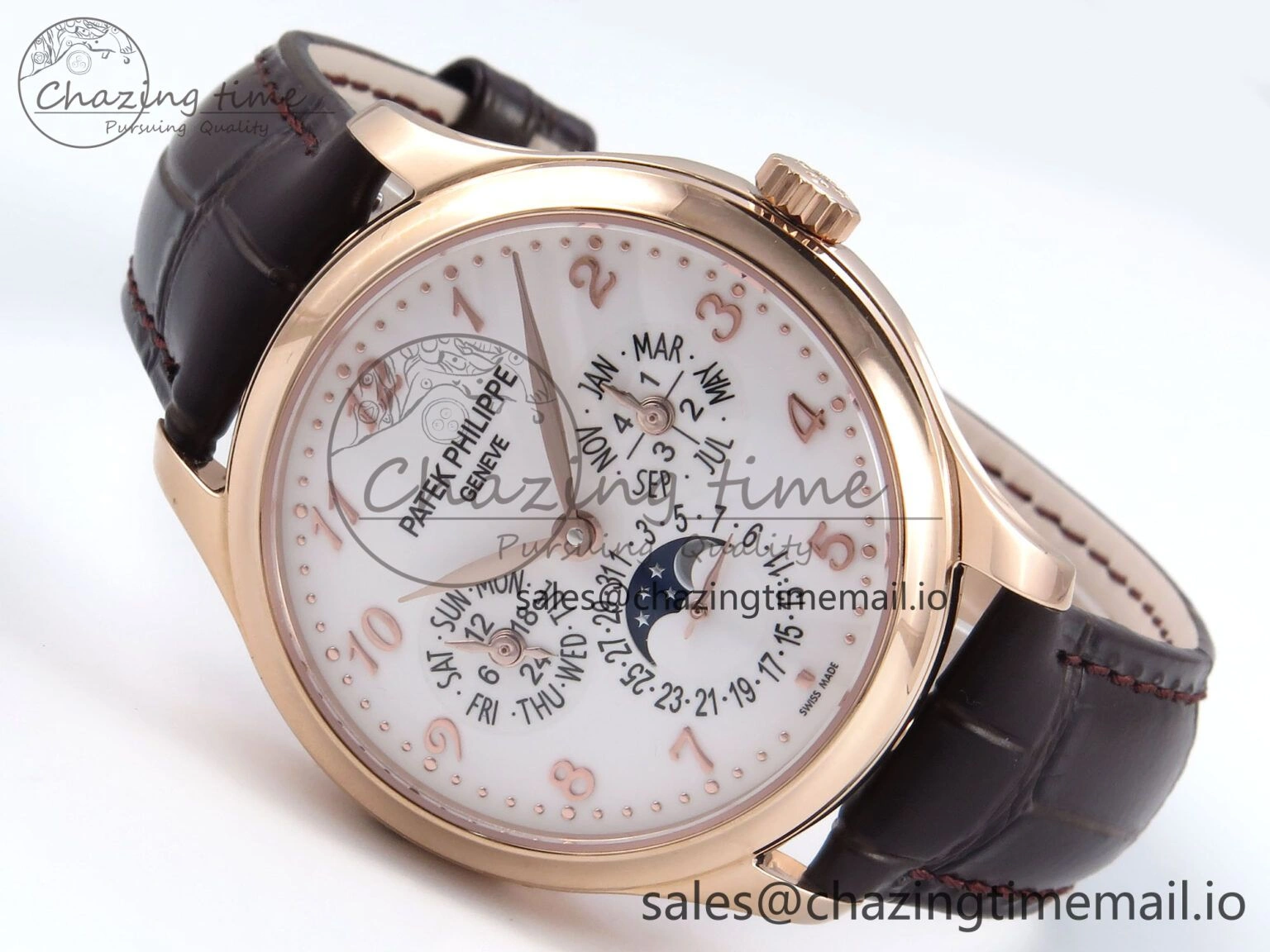 Perpetual Calendar 5140 RG 3KF Best Edition White Numeral Dial on Brown Leather Strap A240