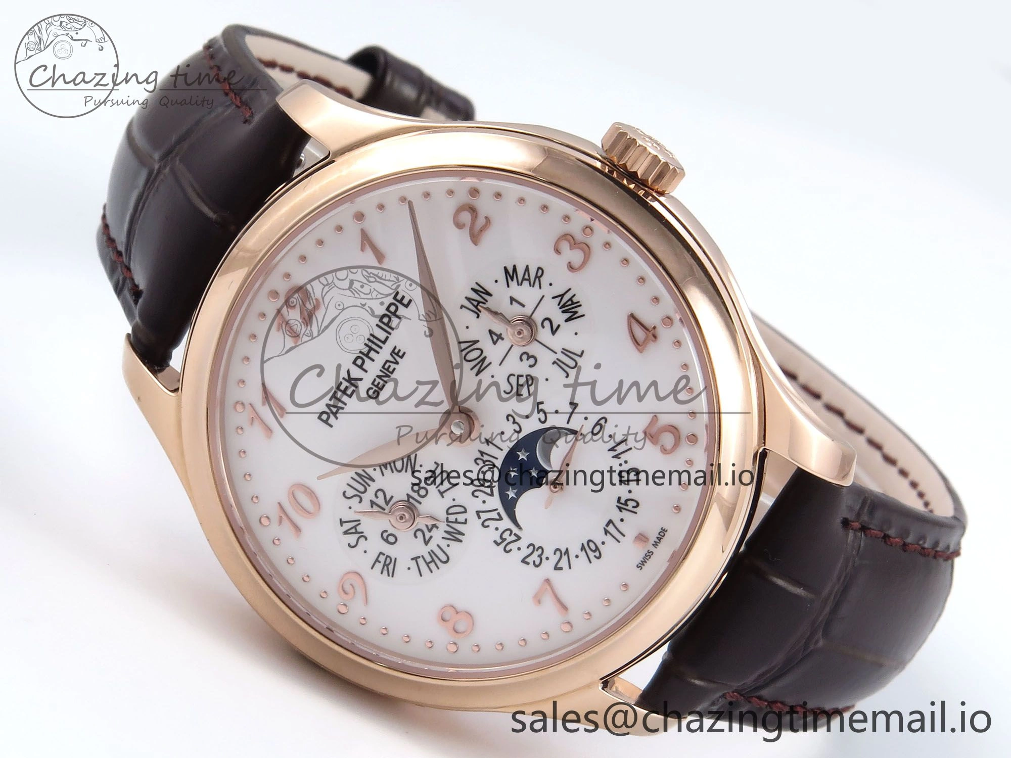Perpetual Calendar 5140 RG 3KF Best Edition White Numeral Dial on Brown Leather Strap A240