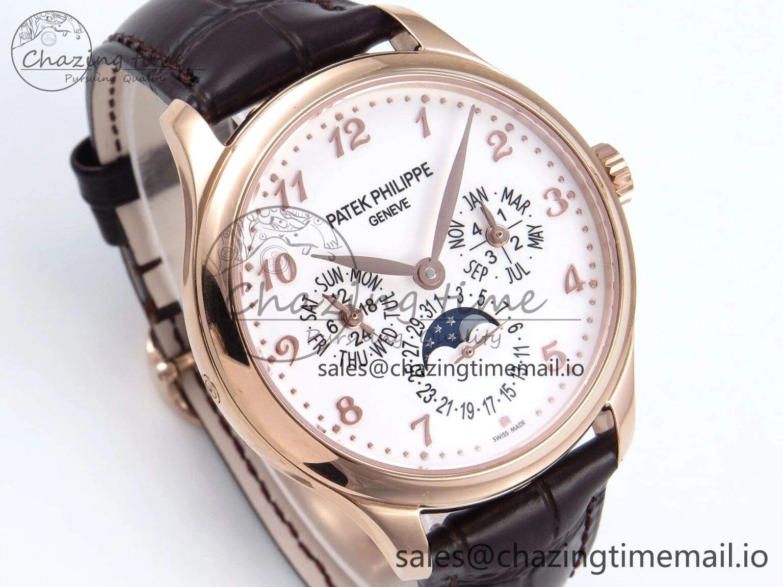 Perpetual Calendar 5140 RG 3KF Best Edition White Numeral Dial on Brown Leather Strap A240