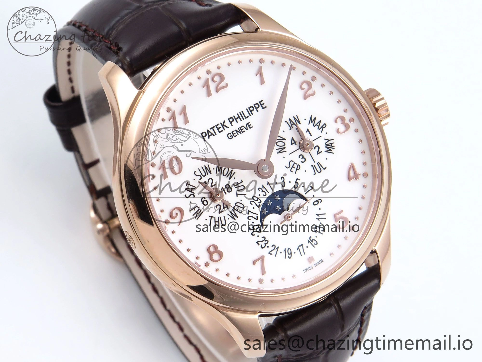 Perpetual Calendar 5140 RG 3KF Best Edition White Numeral Dial on Brown Leather Strap A240