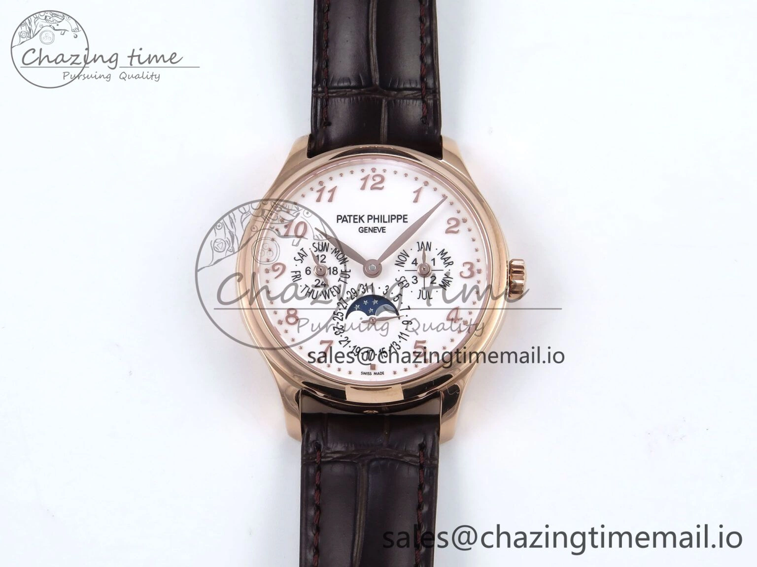 Perpetual Calendar 5140 RG 3KF Best Edition White Numeral Dial on Brown Leather Strap A240