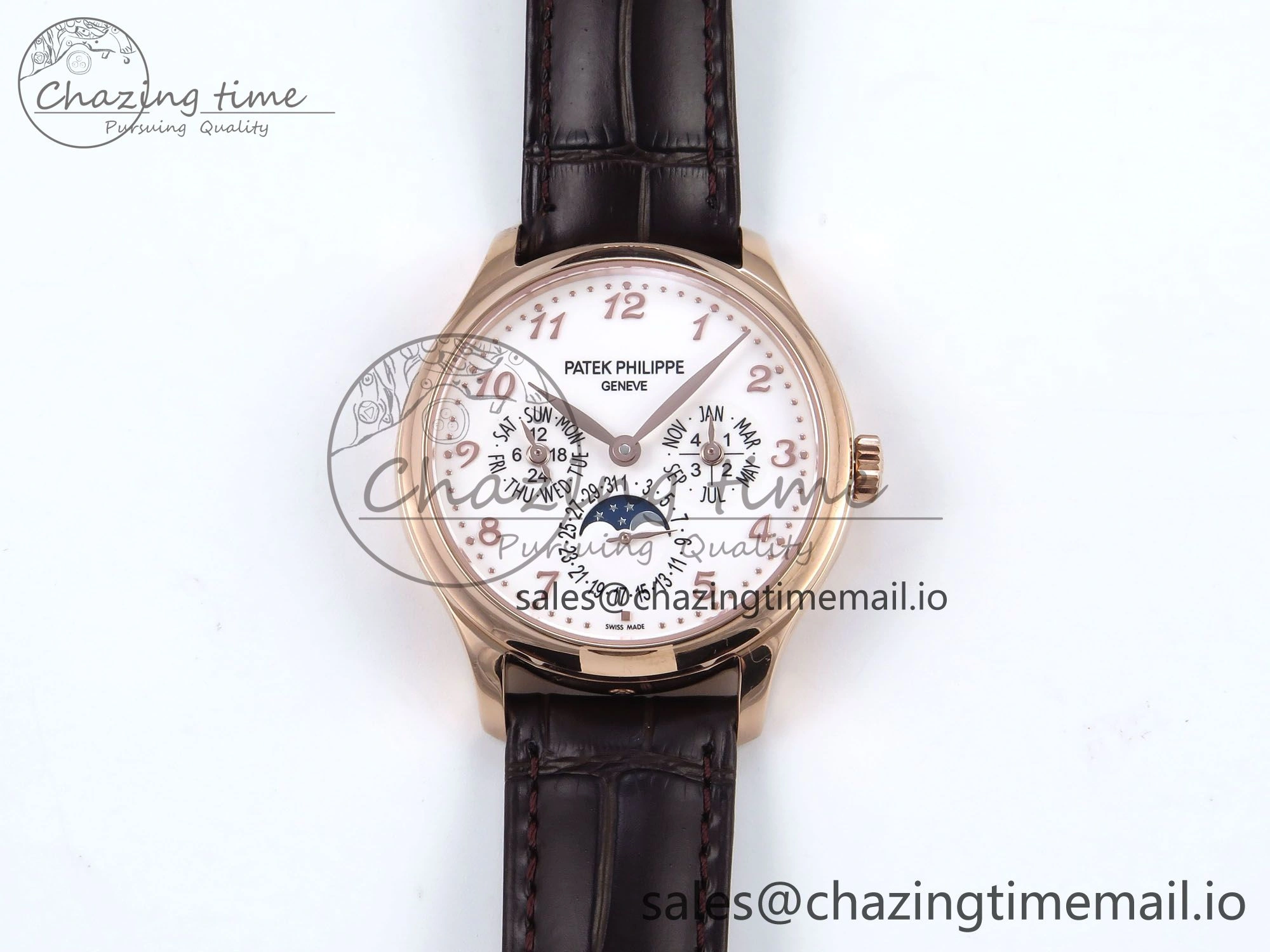 Perpetual Calendar 5140 RG 3KF Best Edition White Numeral Dial on Brown Leather Strap A240