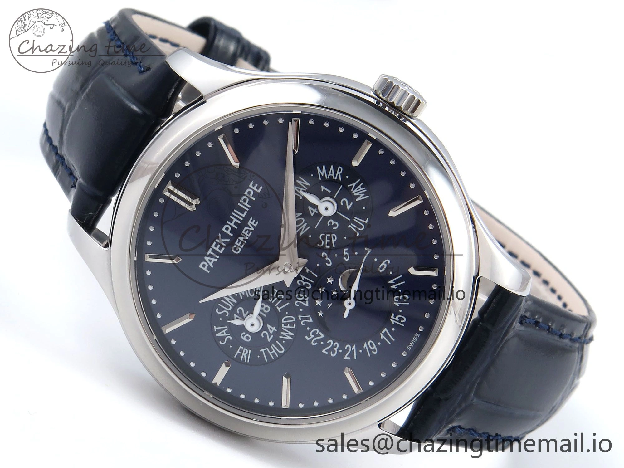 Perpetual Calendar 5140 SS 3KF Best Edition Blue Dial on Blue Leather Strap A240