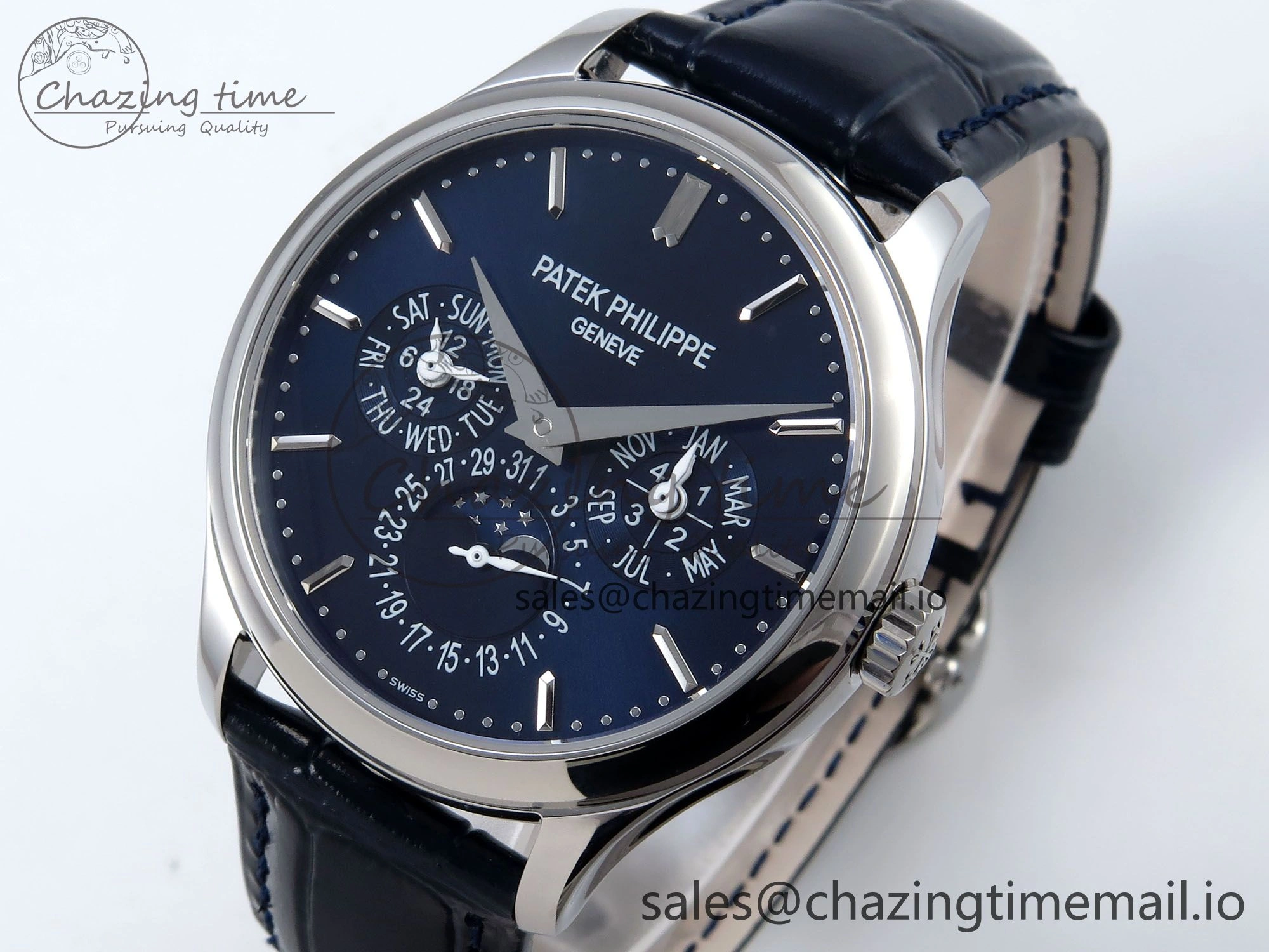 Perpetual Calendar 5140 SS 3KF Best Edition Blue Dial on Blue Leather Strap A240