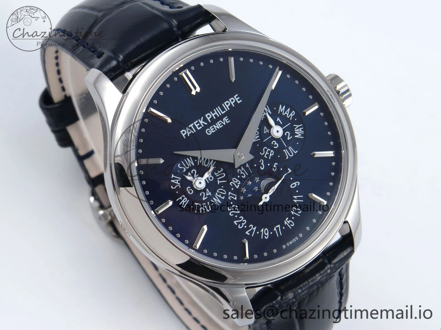 Perpetual Calendar 5140 SS 3KF Best Edition Blue Dial on Blue Leather Strap A240