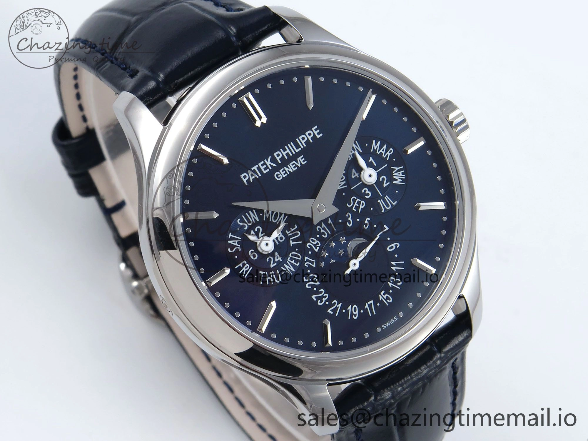 Perpetual Calendar 5140 SS 3KF Best Edition Blue Dial on Blue Leather Strap A240