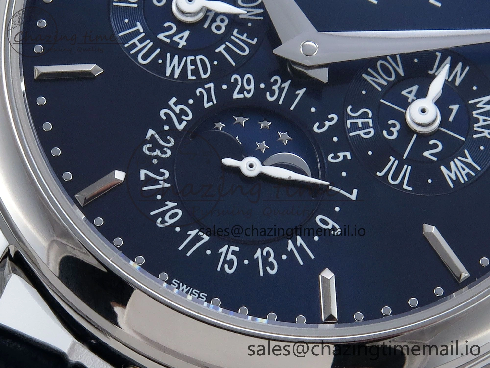 Perpetual Calendar 5140 SS 3KF Best Edition Blue Dial on Blue Leather Strap A240