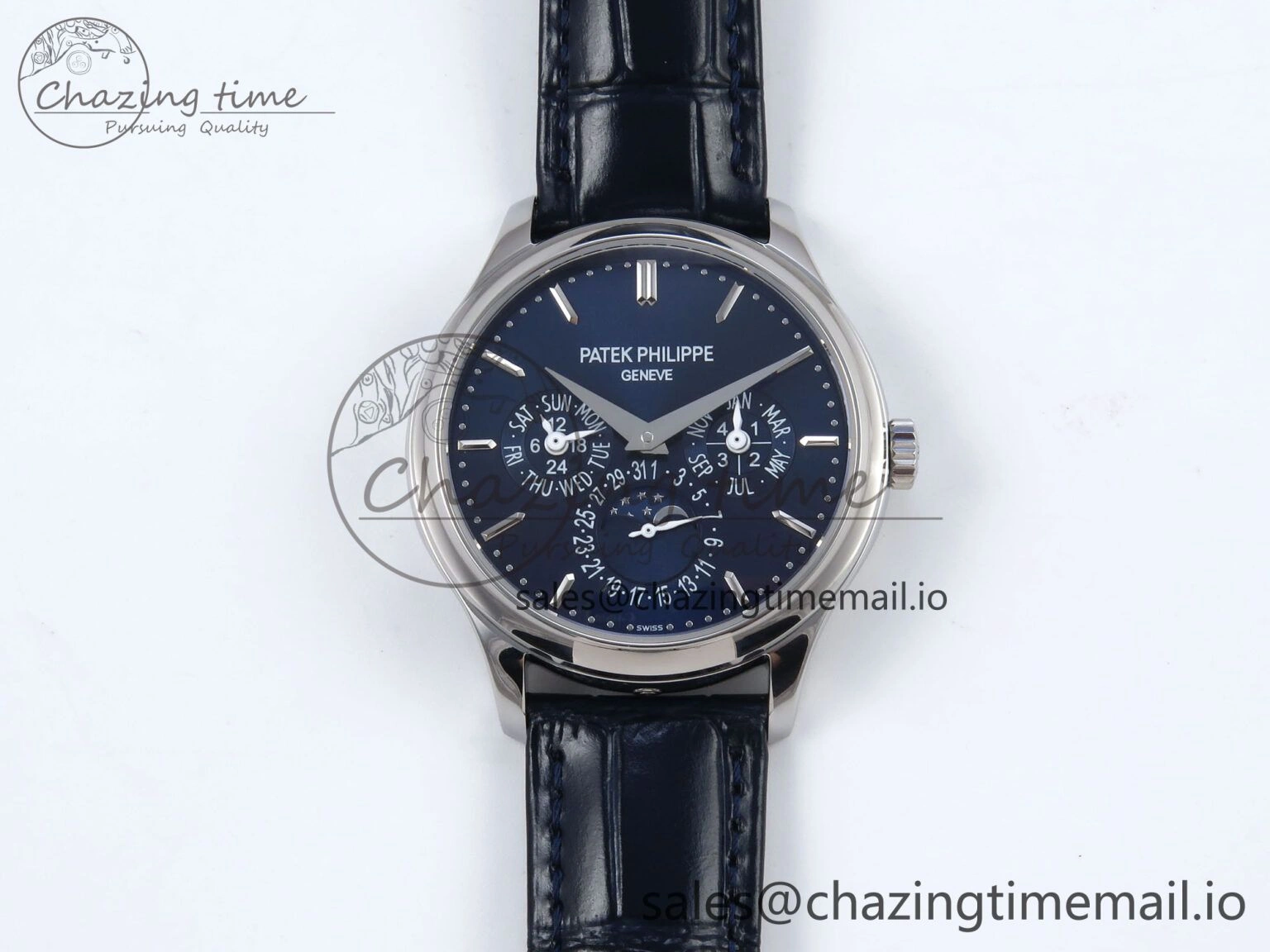 Perpetual Calendar 5140 SS 3KF Best Edition Blue Dial on Blue Leather Strap A240