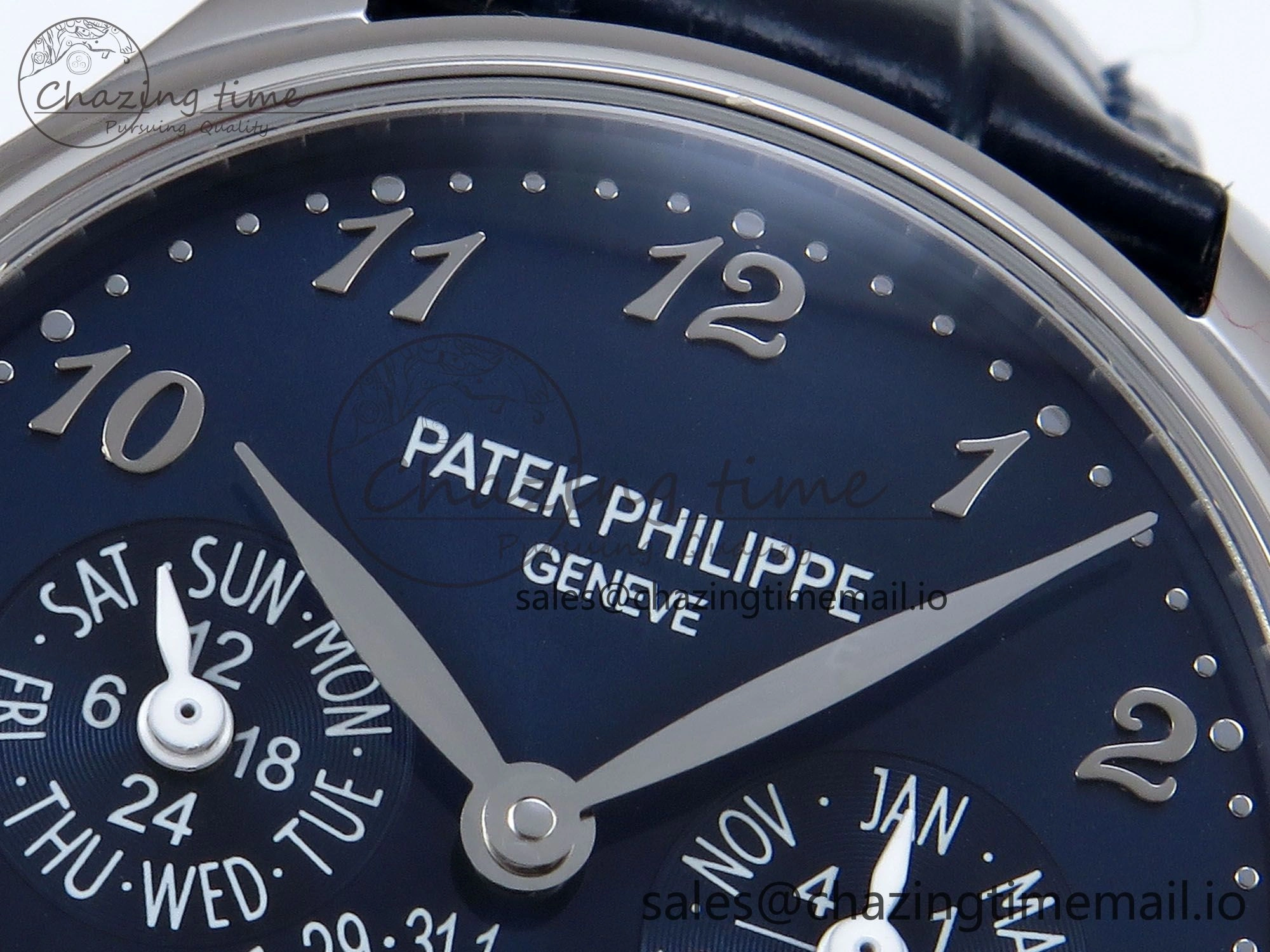 Perpetual Calendar 5140 SS 3KF Best Edition Blue Numeral Dial on Blue Leather Strap A240