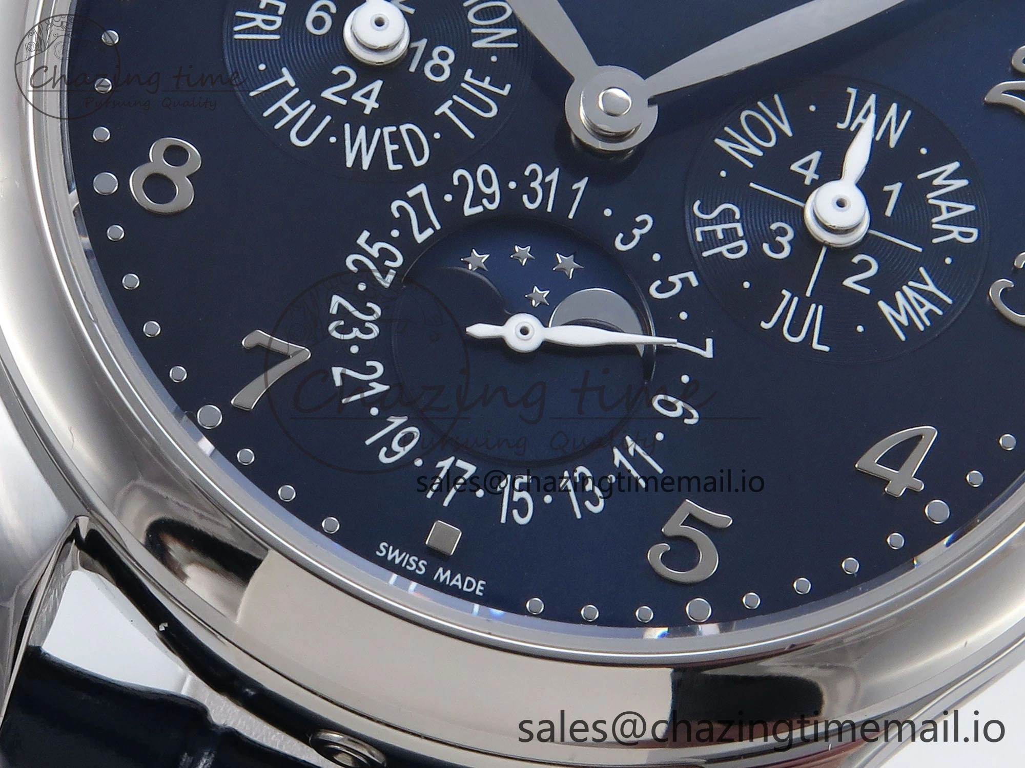 Perpetual Calendar 5140 SS 3KF Best Edition Blue Numeral Dial on Blue Leather Strap A240