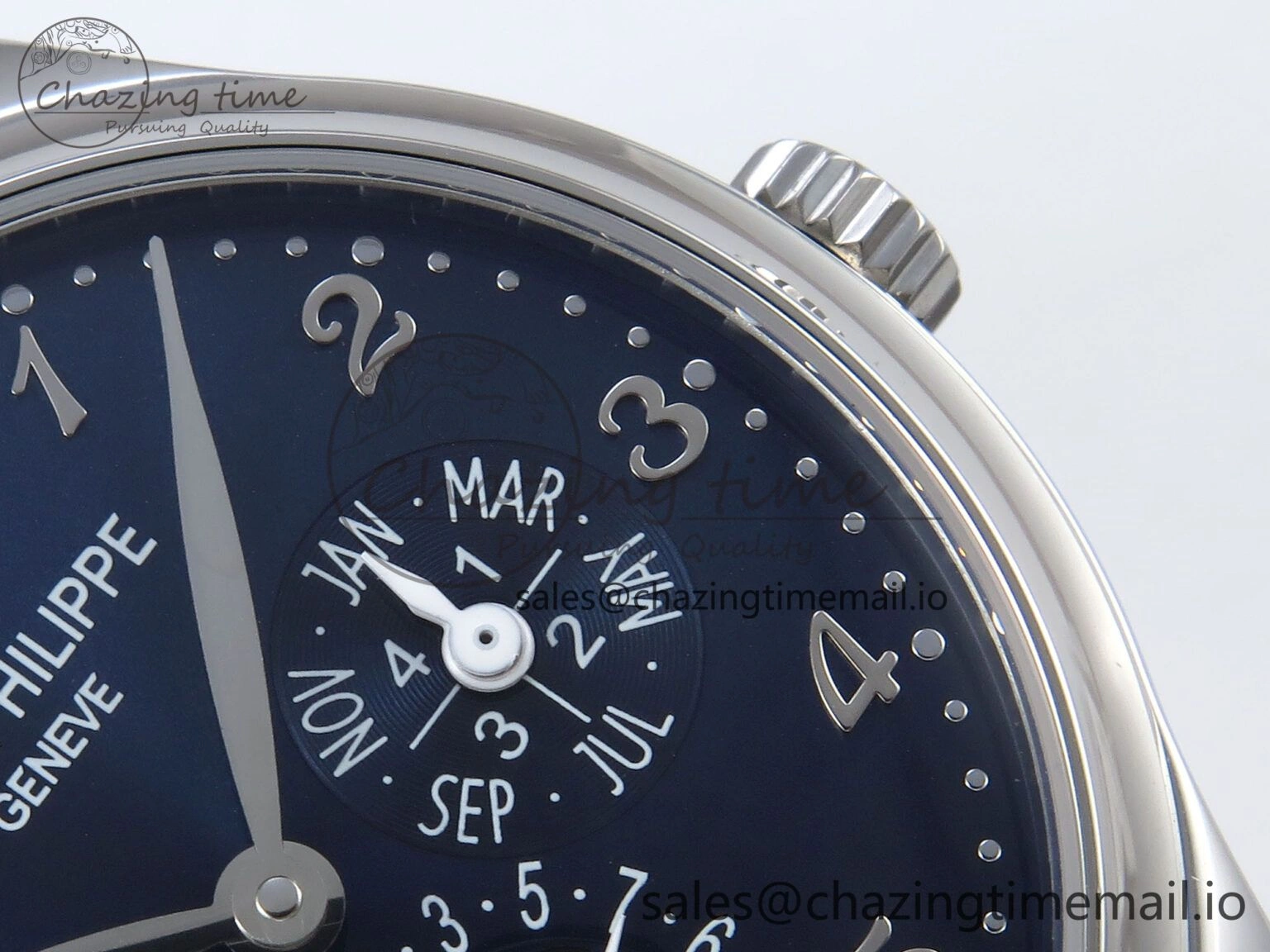 Perpetual Calendar 5140 SS 3KF Best Edition Blue Numeral Dial on Blue Leather Strap A240
