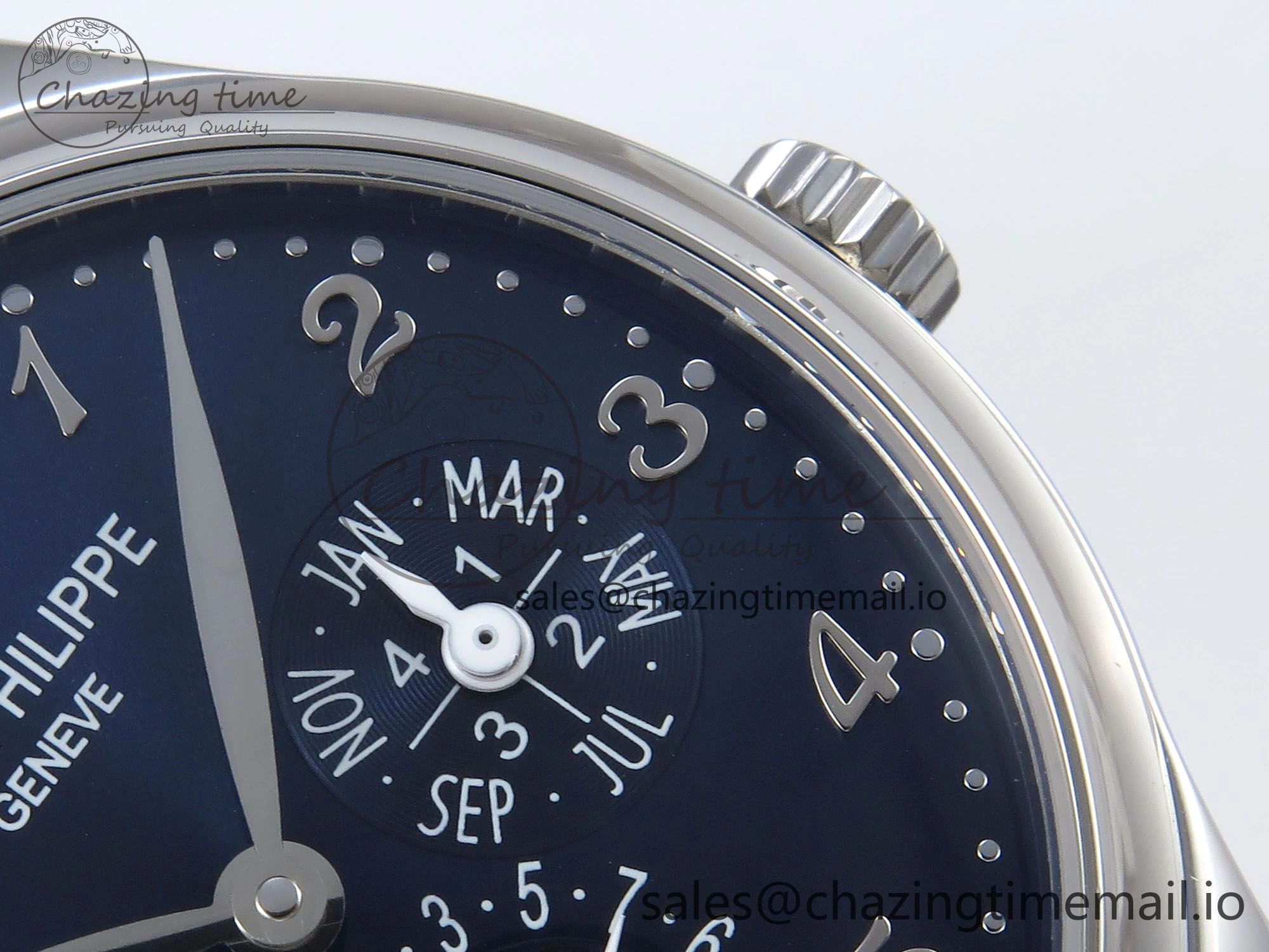 Perpetual Calendar 5140 SS 3KF Best Edition Blue Numeral Dial on Blue Leather Strap A240