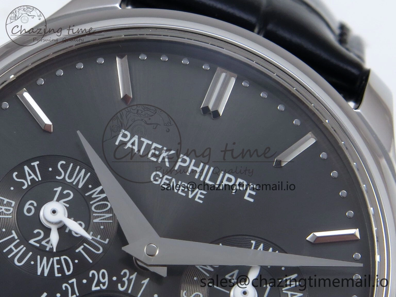 Perpetual Calendar 5140 SS 3KF Best Edition Gray Dial on Black Leather Strap A240