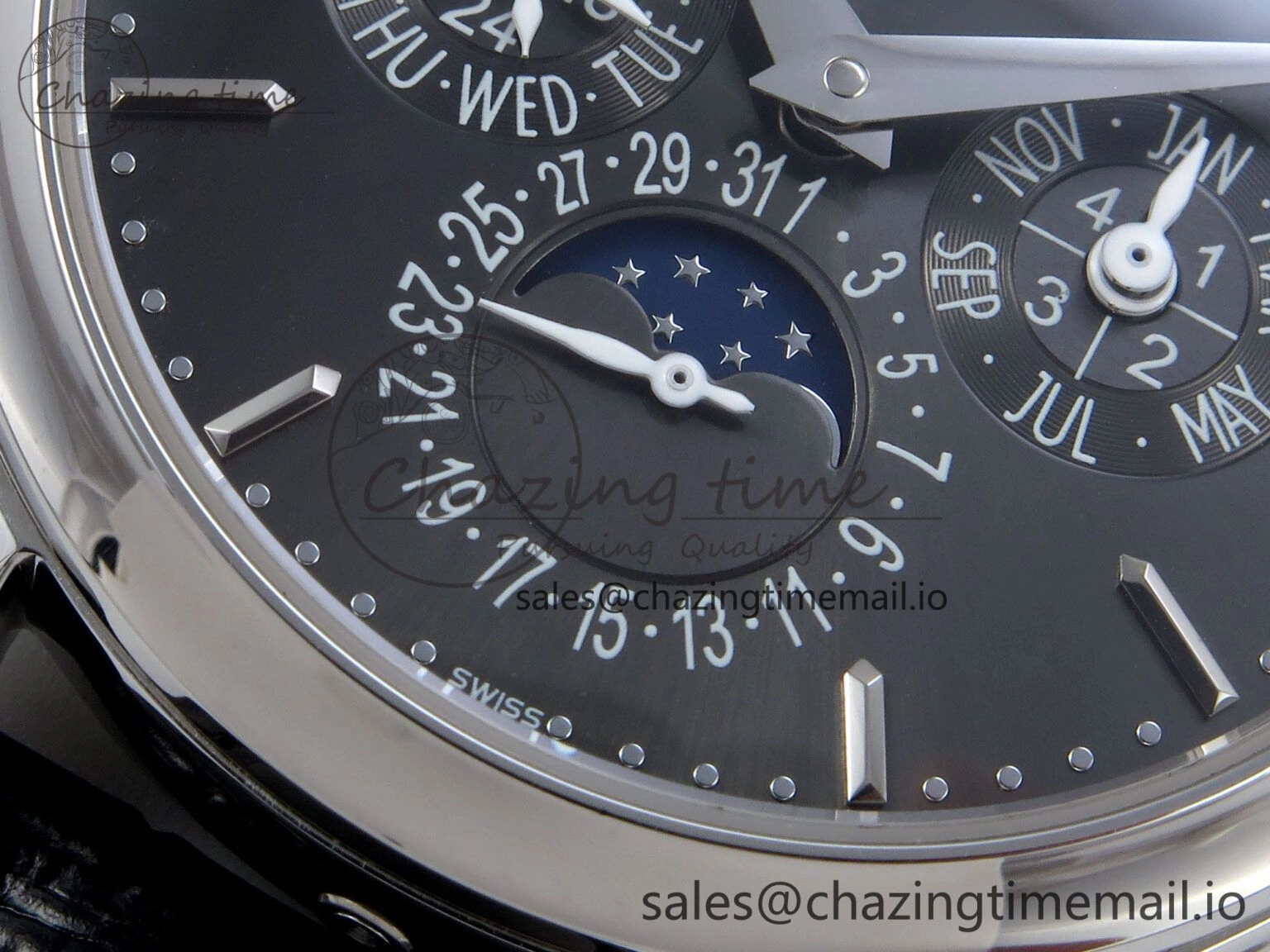 Perpetual Calendar 5140 SS 3KF Best Edition Gray Dial on Black Leather Strap A240