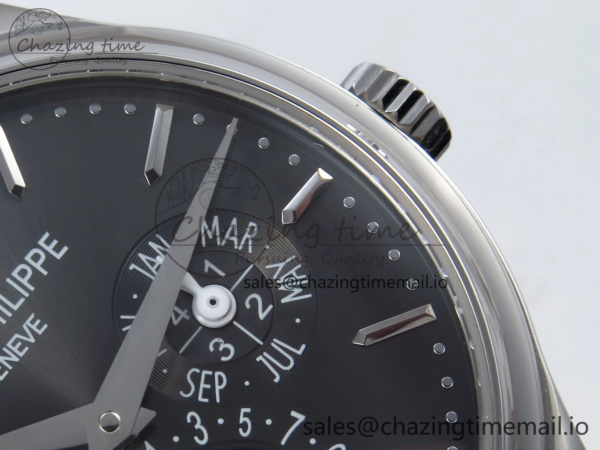 Perpetual Calendar 5140 SS 3KF Best Edition Gray Dial on Black Leather Strap A240