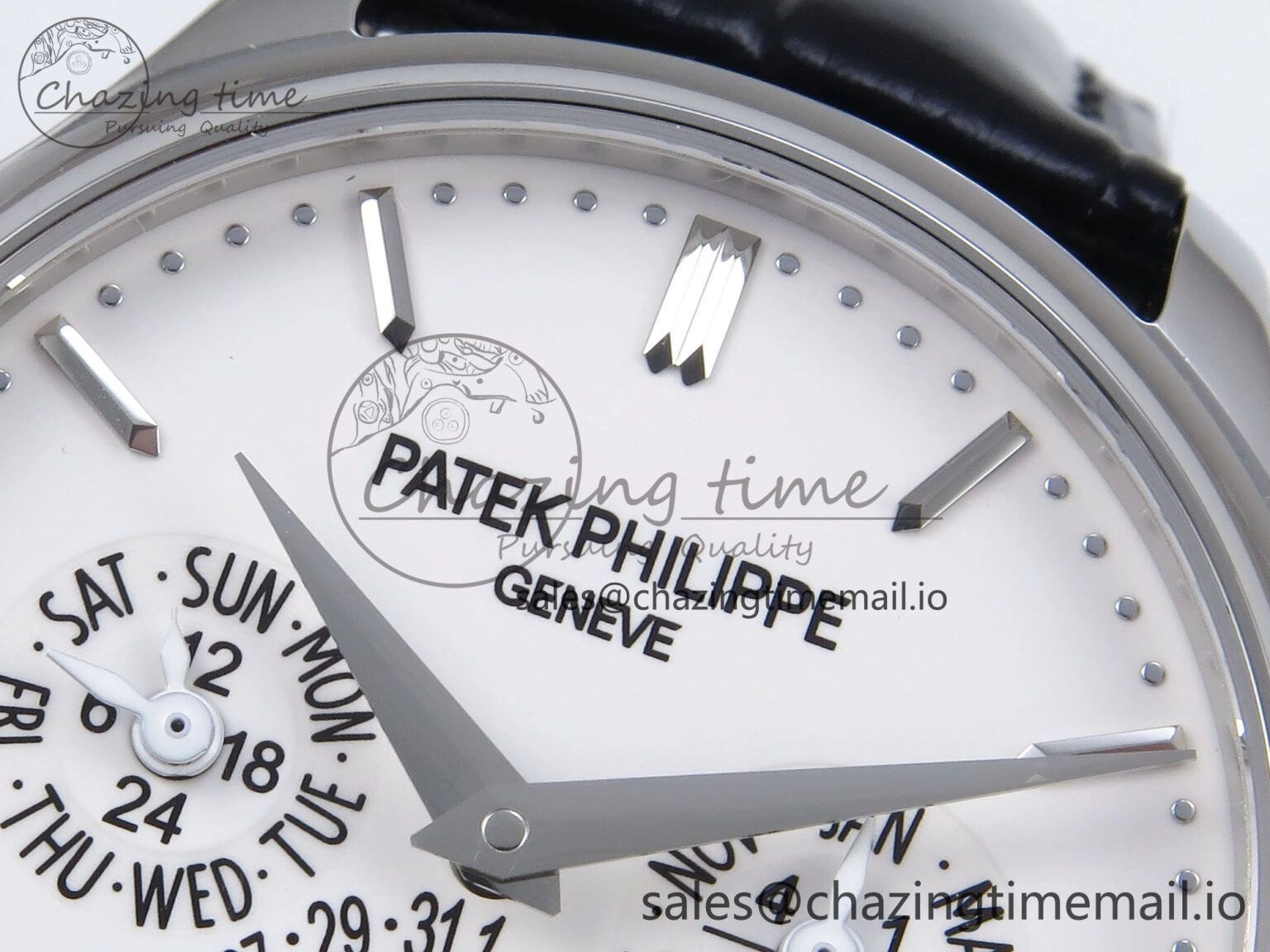 Perpetual Calendar 5140 SS 3KF Best Edition White Dial on Black Leather Strap A240