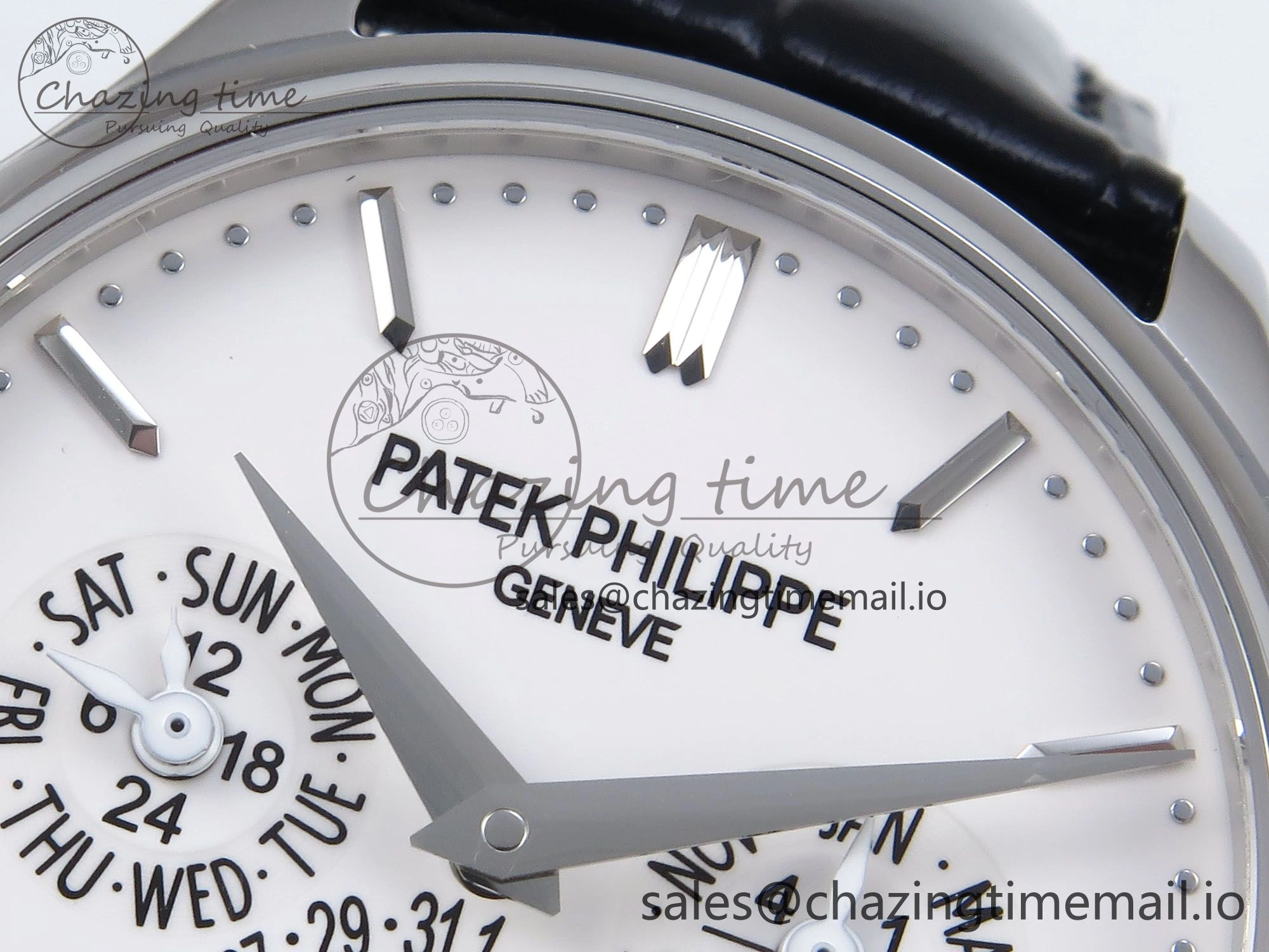 Perpetual Calendar 5140 SS 3KF Best Edition White Dial on Black Leather Strap A240