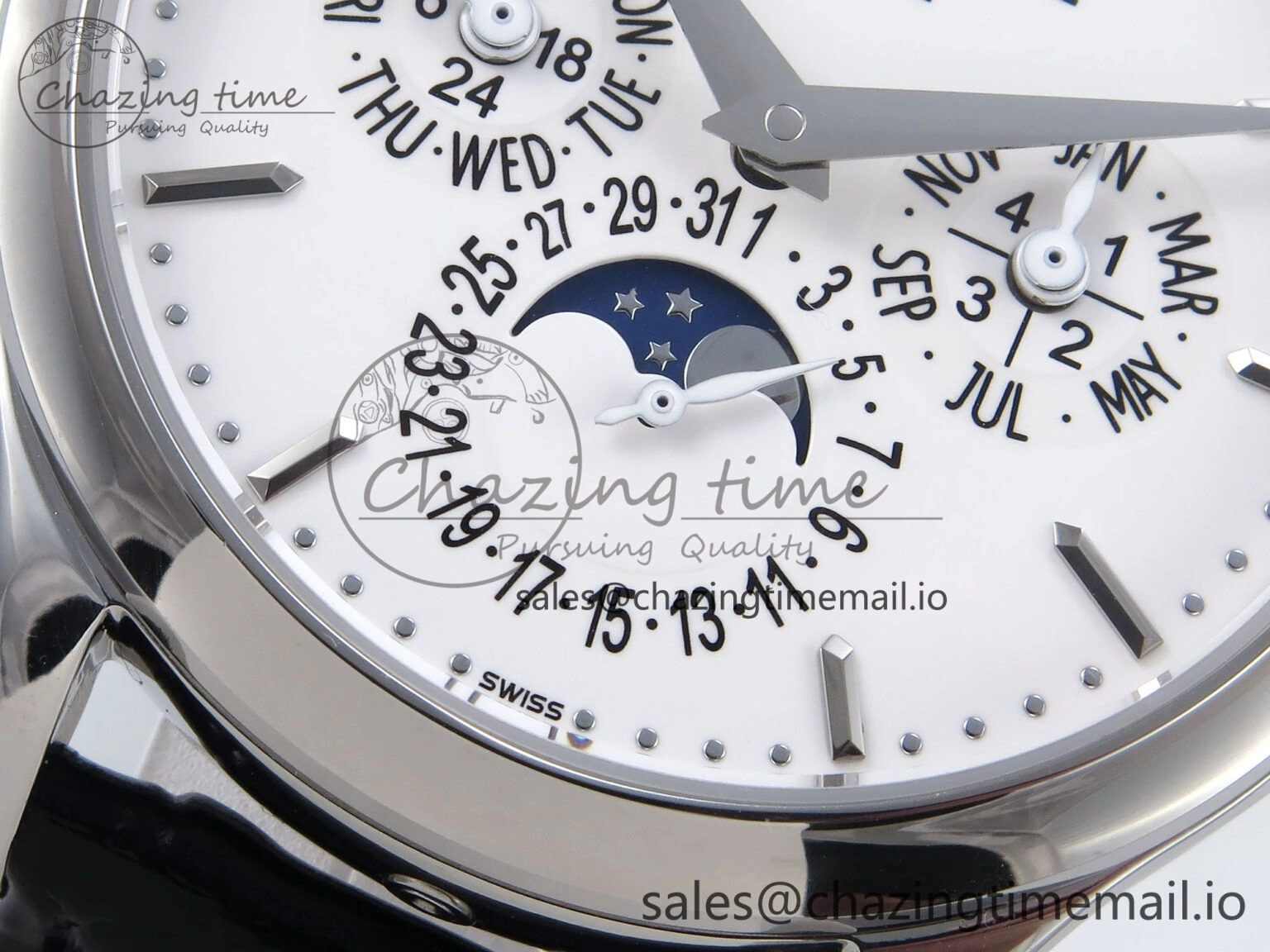 Perpetual Calendar 5140 SS 3KF Best Edition White Dial on Black Leather Strap A240
