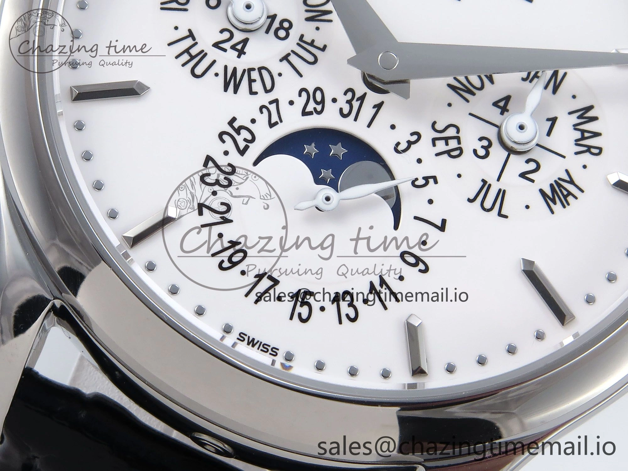 Perpetual Calendar 5140 SS 3KF Best Edition White Dial on Black Leather Strap A240