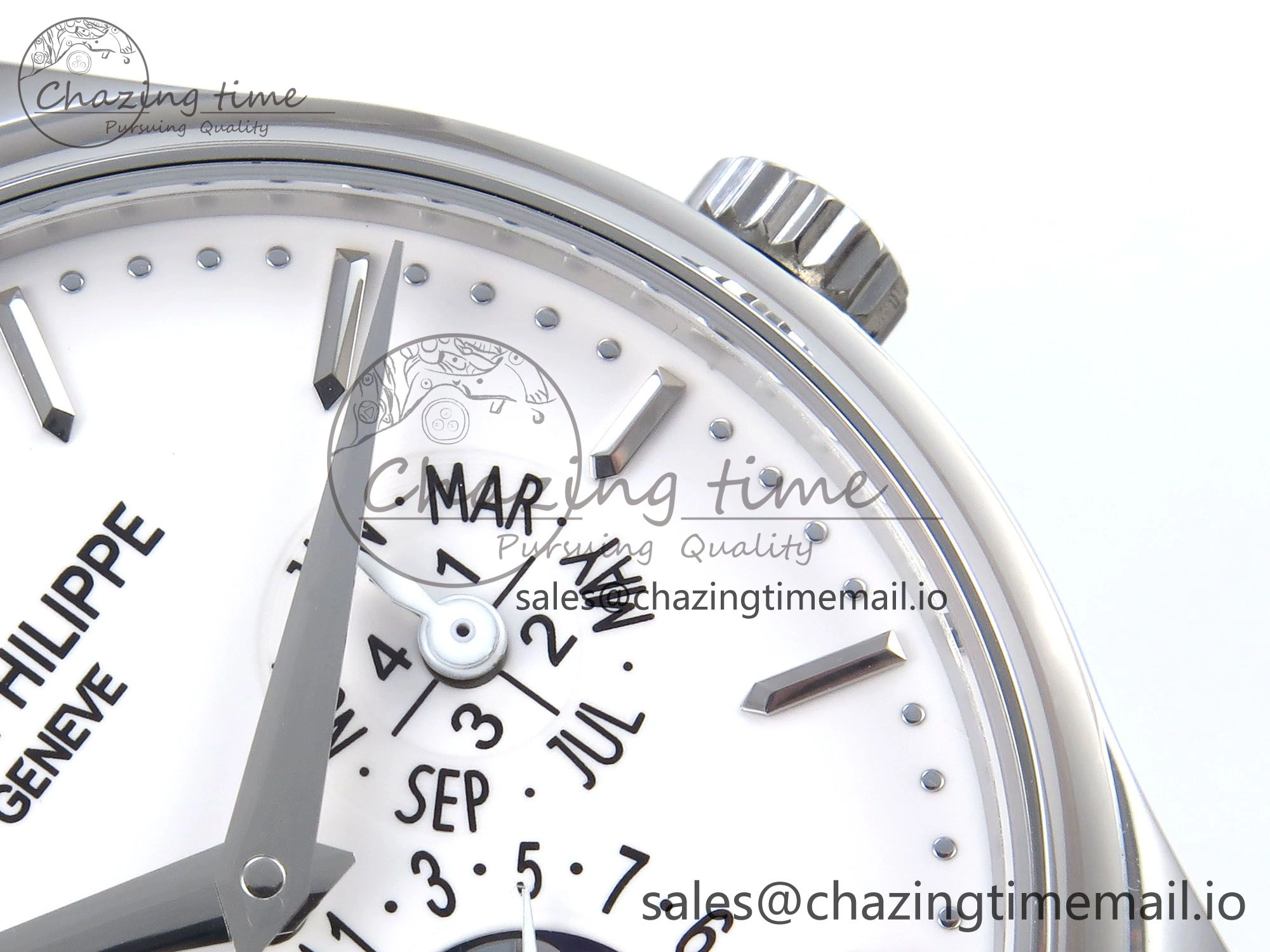Perpetual Calendar 5140 SS 3KF Best Edition White Dial on Black Leather Strap A240