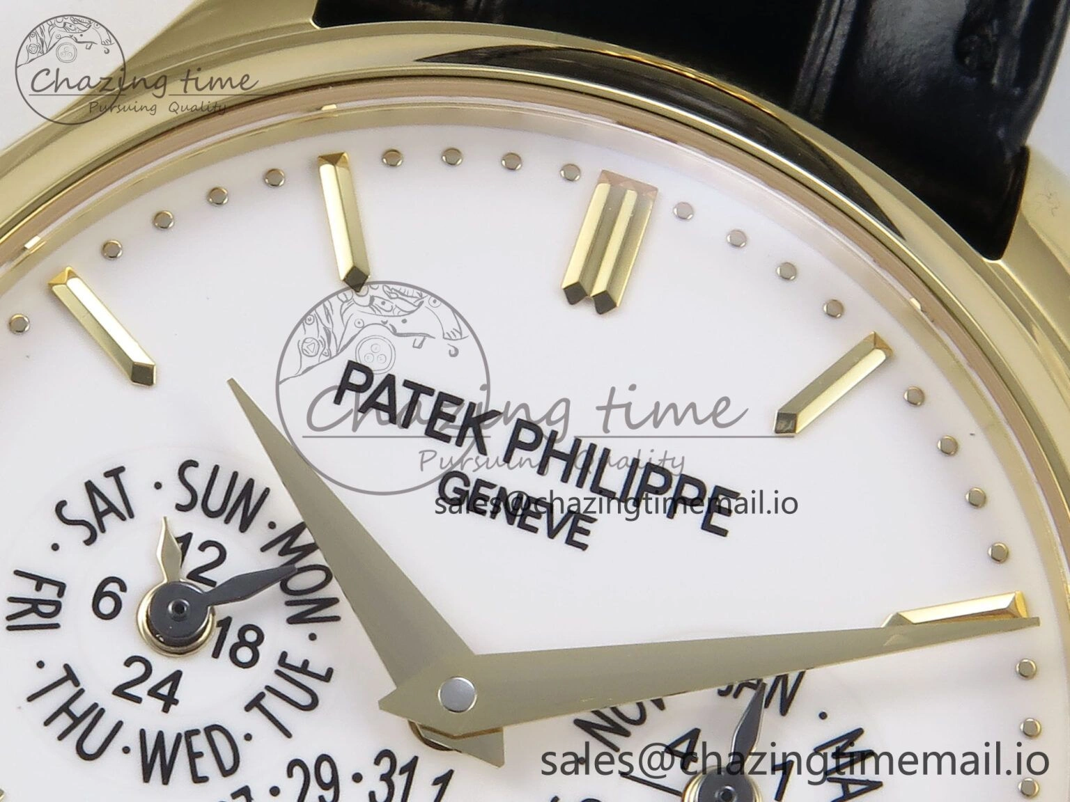 Perpetual Calendar 5140 YG 3KF Best Edition White Dial on Black Leather Strap A240