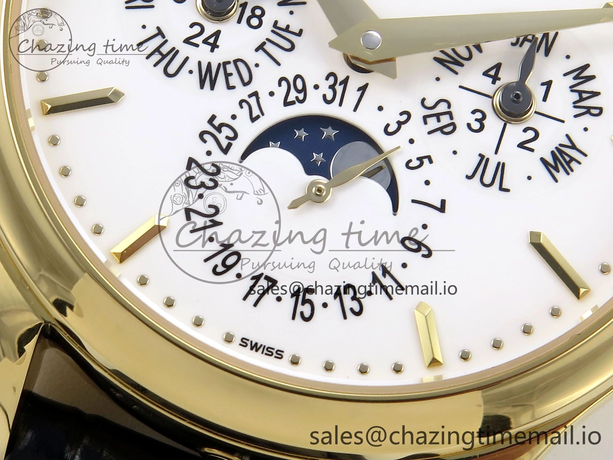 Perpetual Calendar 5140 YG 3KF Best Edition White Dial on Black Leather Strap A240