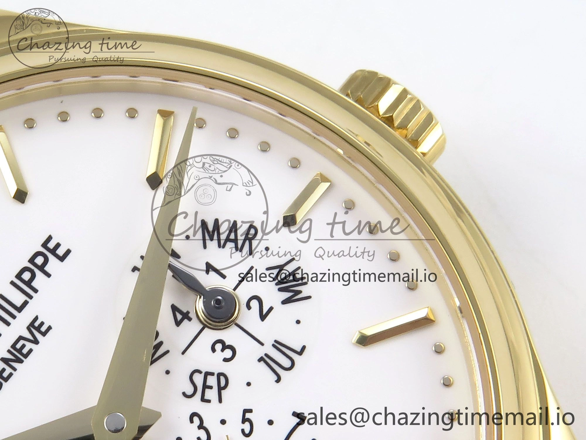Perpetual Calendar 5140 YG 3KF Best Edition White Dial on Black Leather Strap A240